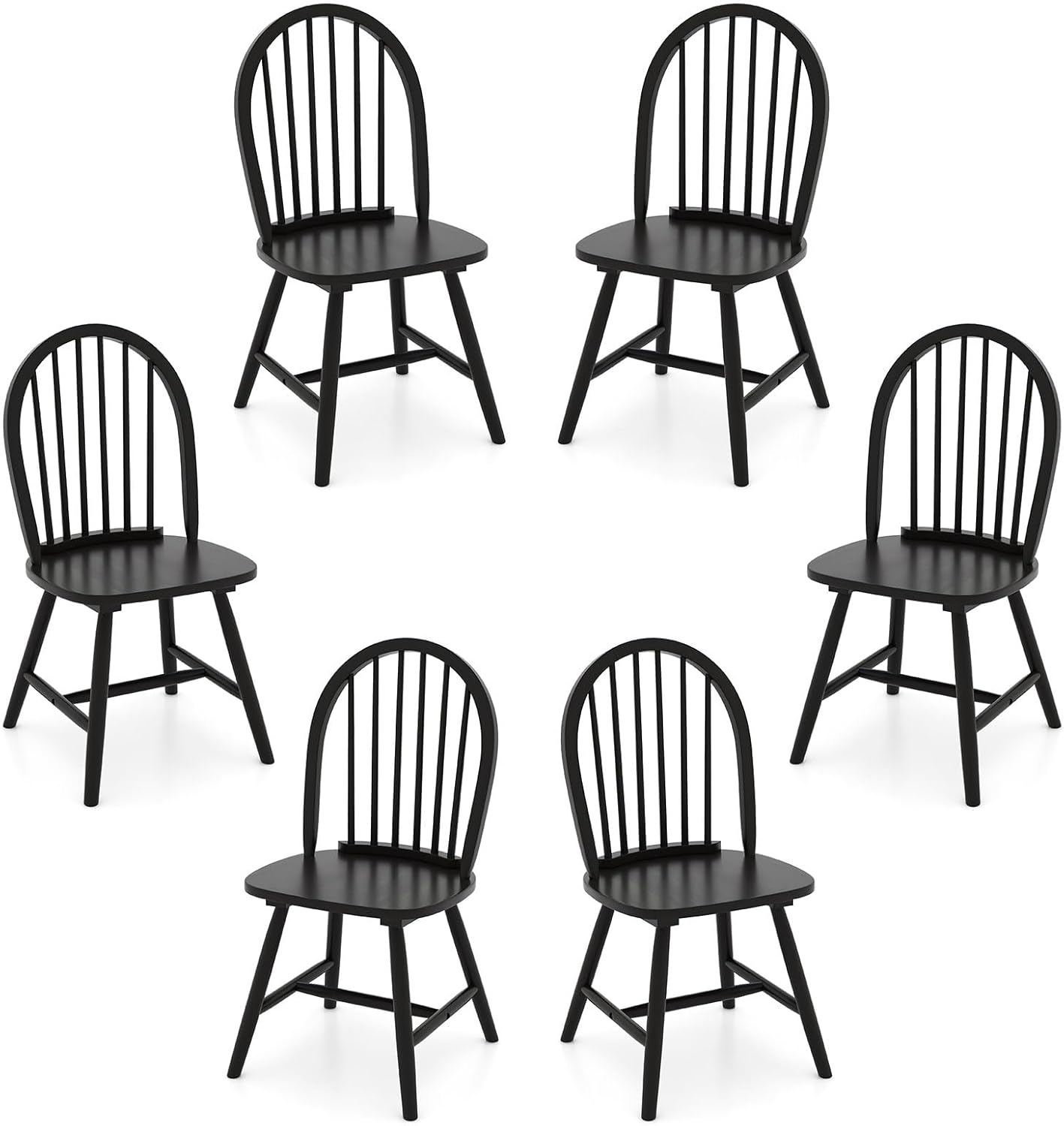 Safeplus 18" Oak Dining Chairs Set of 6, Wood Windsor