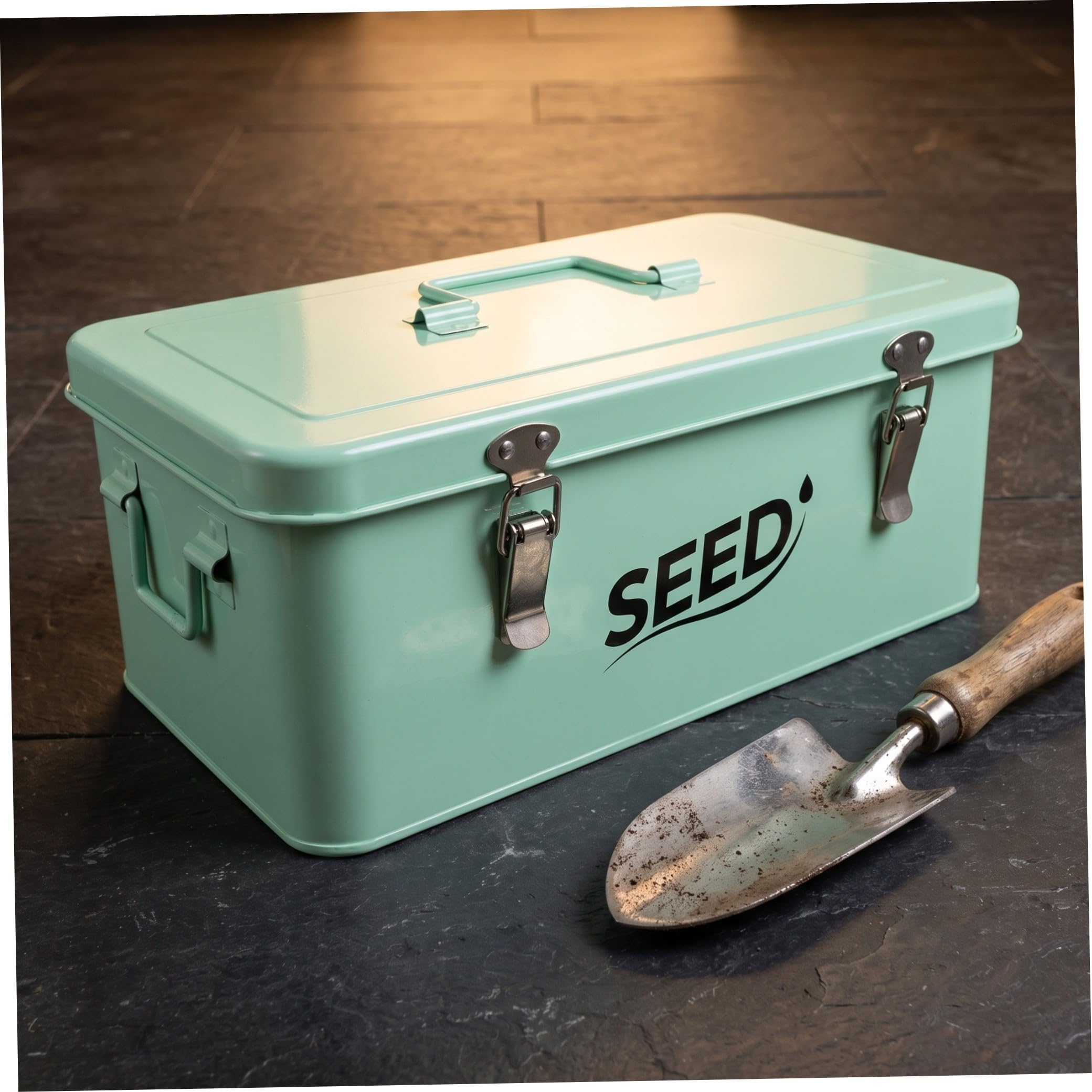 YARNOW Caja Organizadora para Semillas de Plantas con Compartimentos Caja Metálica con Cierre Seguro y Asa Ergonómica Almacenaje Portátil para Semillas de Flores y Herramientas