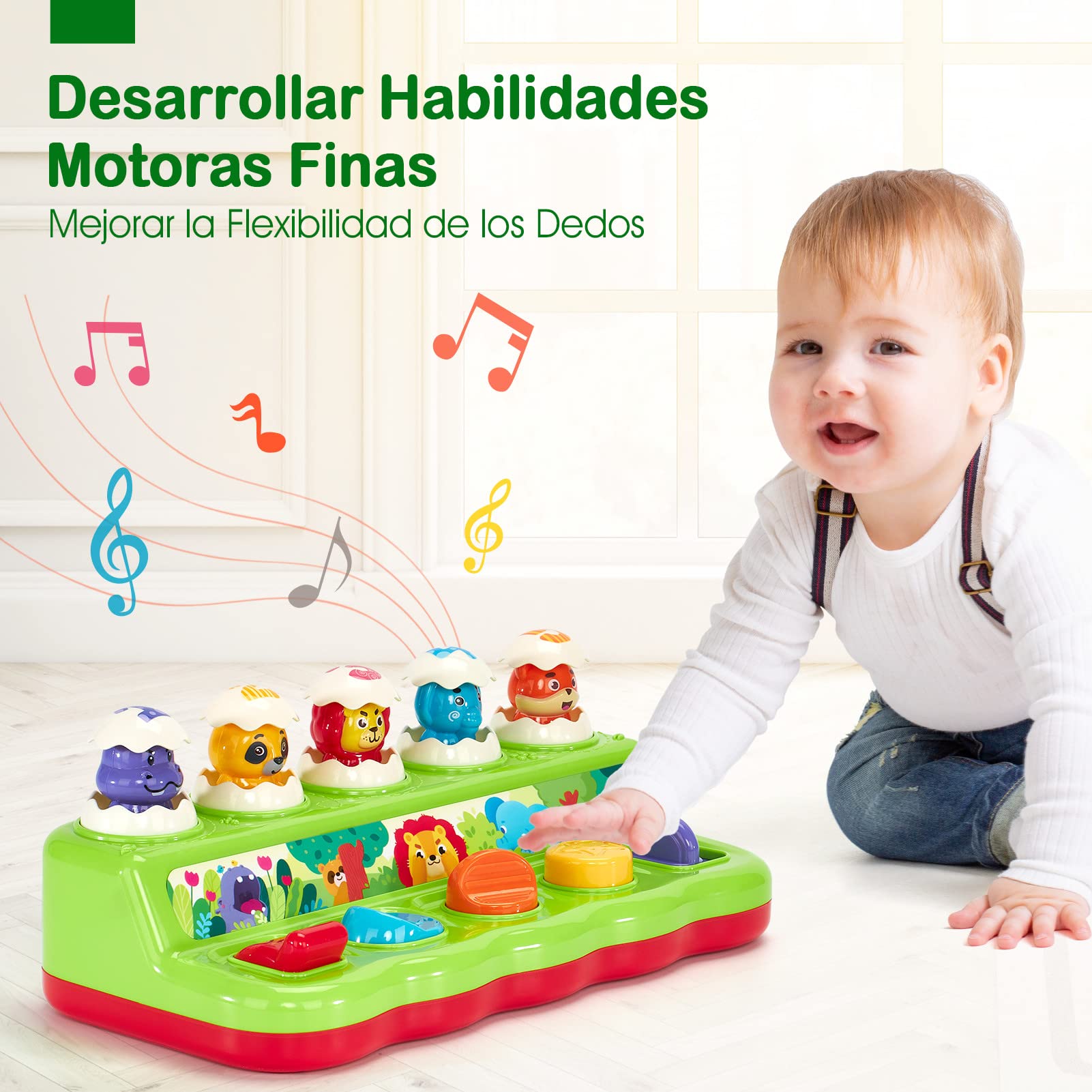 hahaland Juguetes Niños 1 año - Animales Pop-up Interactivo con Luces & Sonidos - Juguetes Montessori para Niños 1 2 3 Años Regalo Educativo