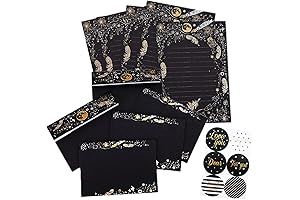 Black Stationery Paper with Envelopes