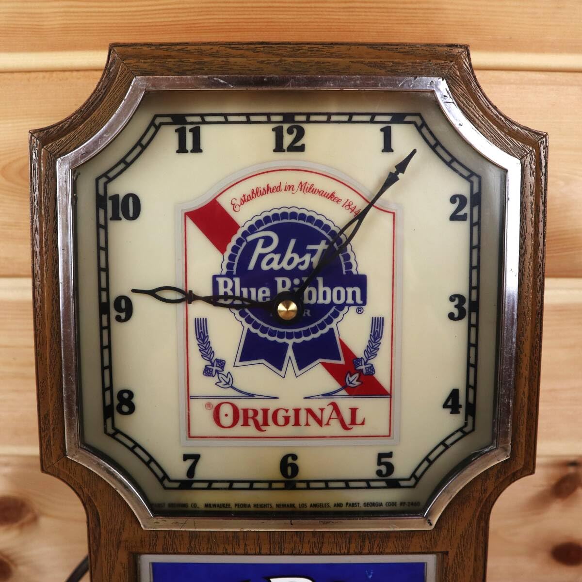 Pabst Blue Ribbon 振り子時計 壁掛け時計 ビンテージ パブスト Rare Unique Vintage 60's Pabst Blue Ribbon Beer Wooden Wall