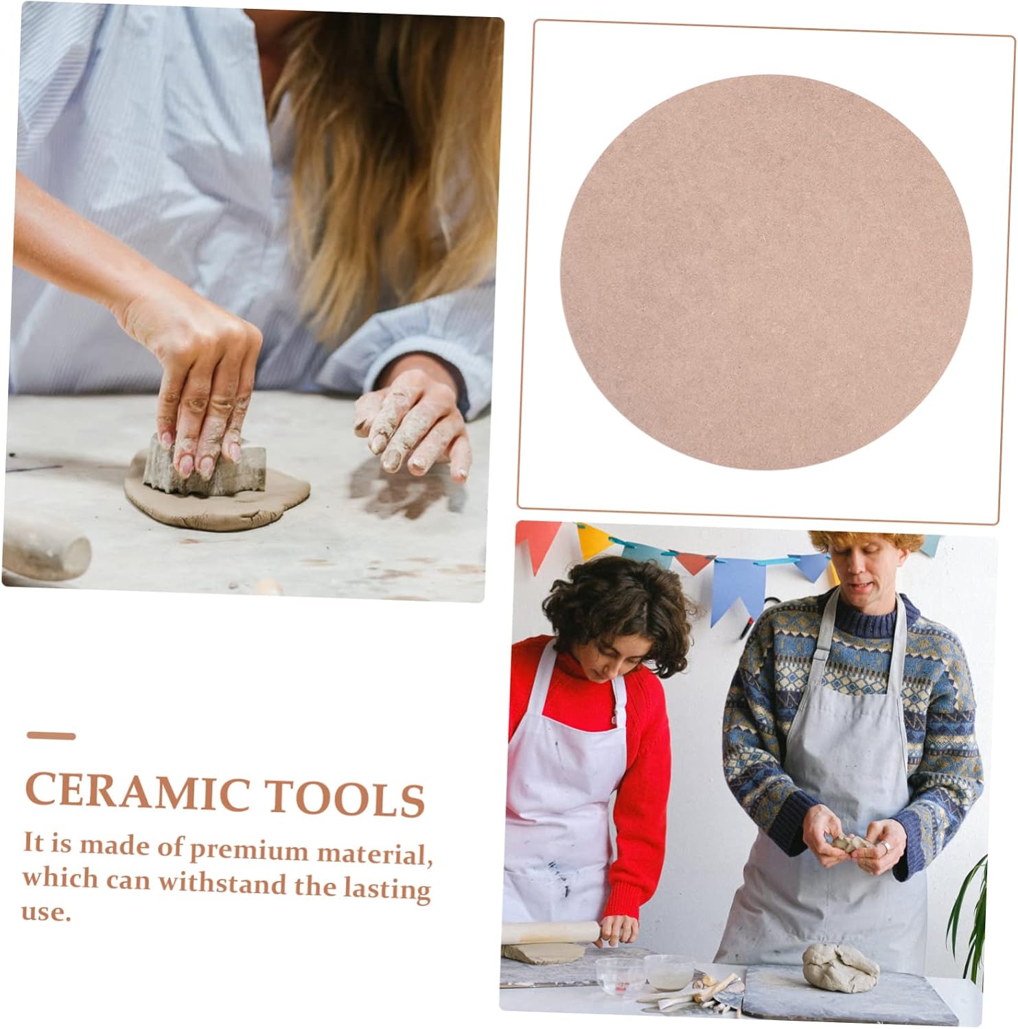 BEBEMOKO Pottery Craft Making Base Plate Wooden Board for Clay Sculpture DIY Portable Drying Wood Base for Art Projects for Pottery and Clay Crafts