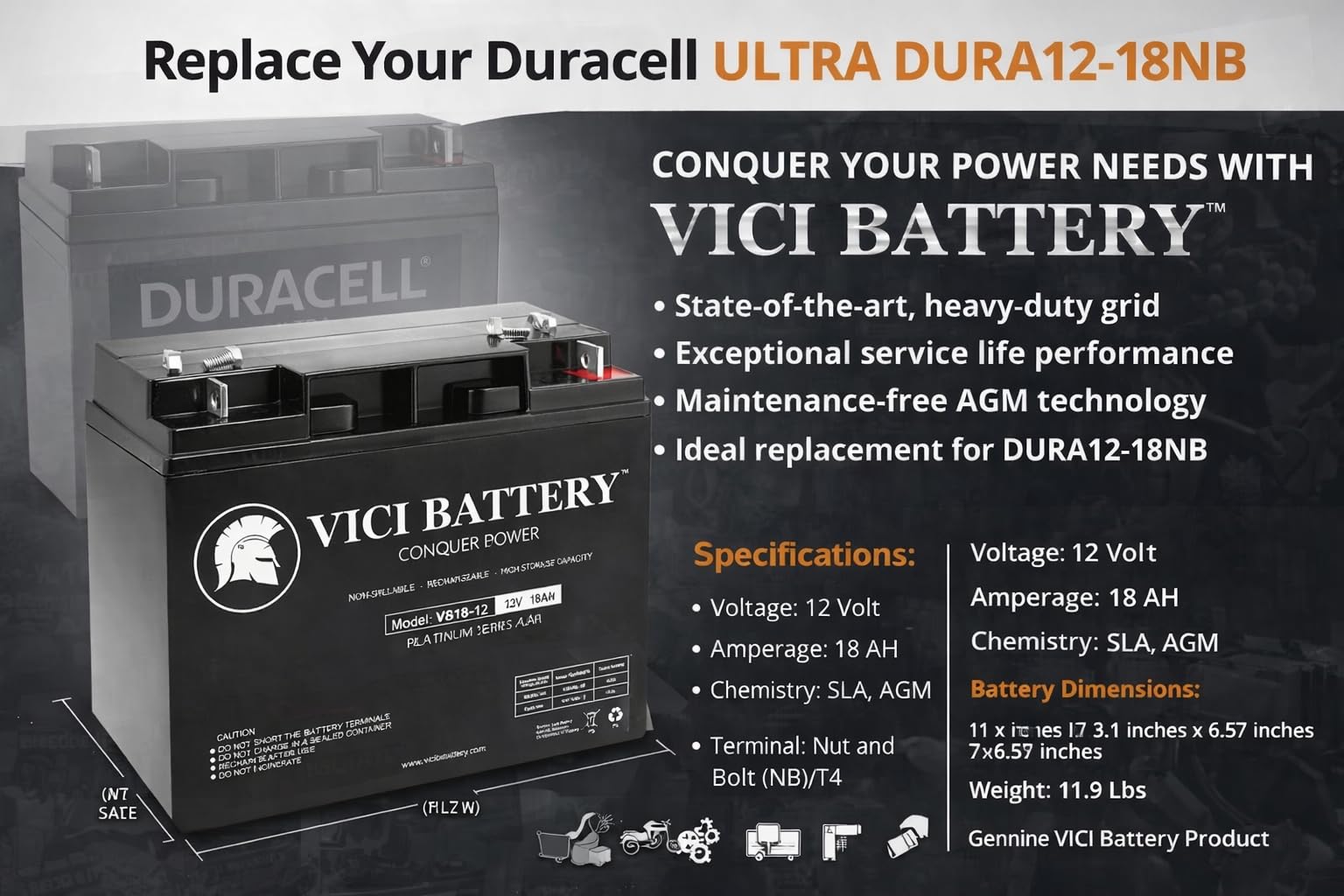 Amazon.com: VICI Battery VB18-12 - 12V 18AH Replacement for