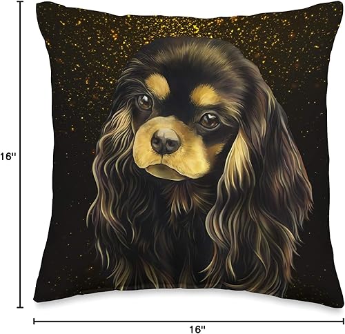 Miniatura 4 de King Charles Spaniel, Black and Tan Cavalier Throw Pillow (18.0 x 18.0in), multicolor
