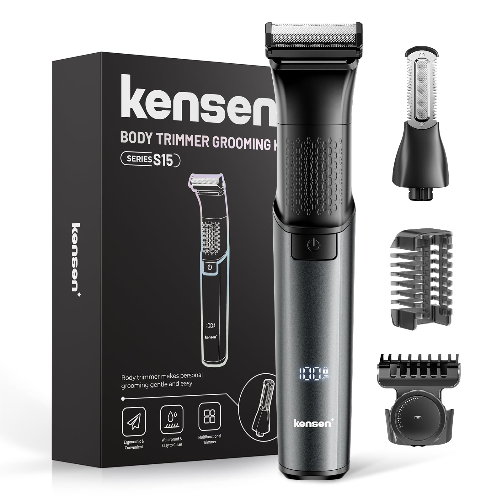 Afeitadora Corporal Masculina, kensen Impermeable Depiladora Corporal Hombre en Seco y Húmedo para Barba, Axilas, Pecho…