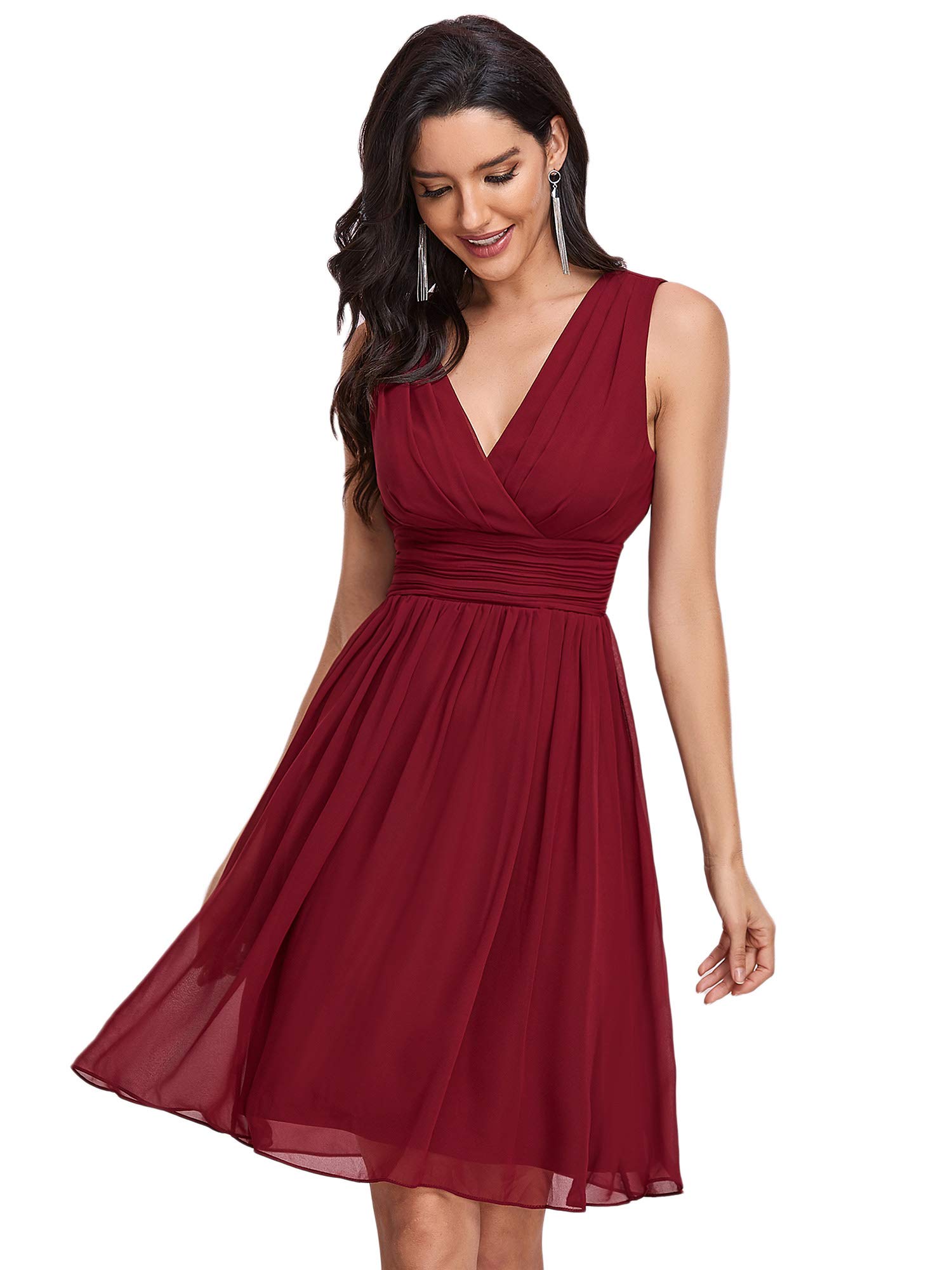 Ever-Pretty Vestidos de Cóctel A-línea Cuello en V sin Mangas Corte Imperio para Mujer 03989