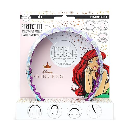 invisibobble HairHalo La diadema ajustable Disney Princess Ariel Bandas para el cabello hechas para todos, adaptadas individualmente a la forma de