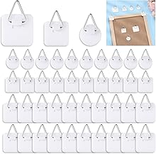 40 Stück Bildaufhänger Selbstklebend, 3 Formen Aufhänger für Bilder Bilderhaken zum Kleben Puzzle Aufhängen ohne Bohren für Bilder Poster Fotos Gemälde Dekorieren