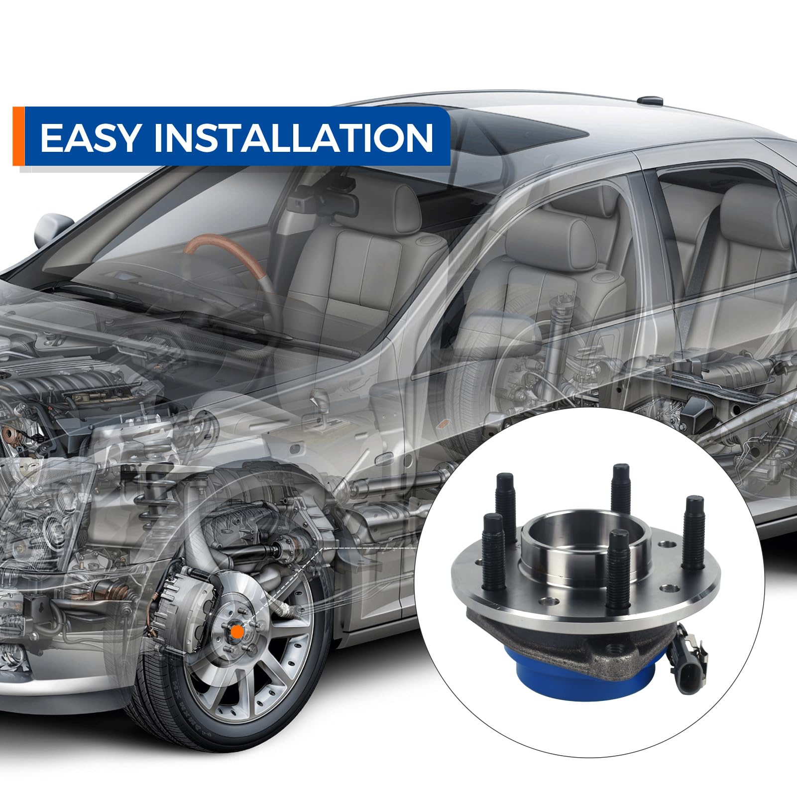 5 Lug Hub Assembly Front Wheel Bearing & Hub Assembly For Chevy Malibu, Pontiac Grand Am, Olds Alero (1997-2005) 5-lug 4.53 Bolt Pattern - Foto 12