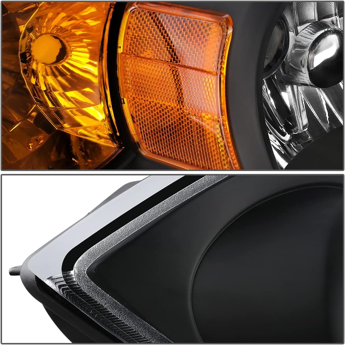 Auto Dynasty Pair of Black Housing Amber Corner OE Style Headlight Headlamps Compatible with Chevy Cobalt/Pontiac G5 Pursuit 05-10