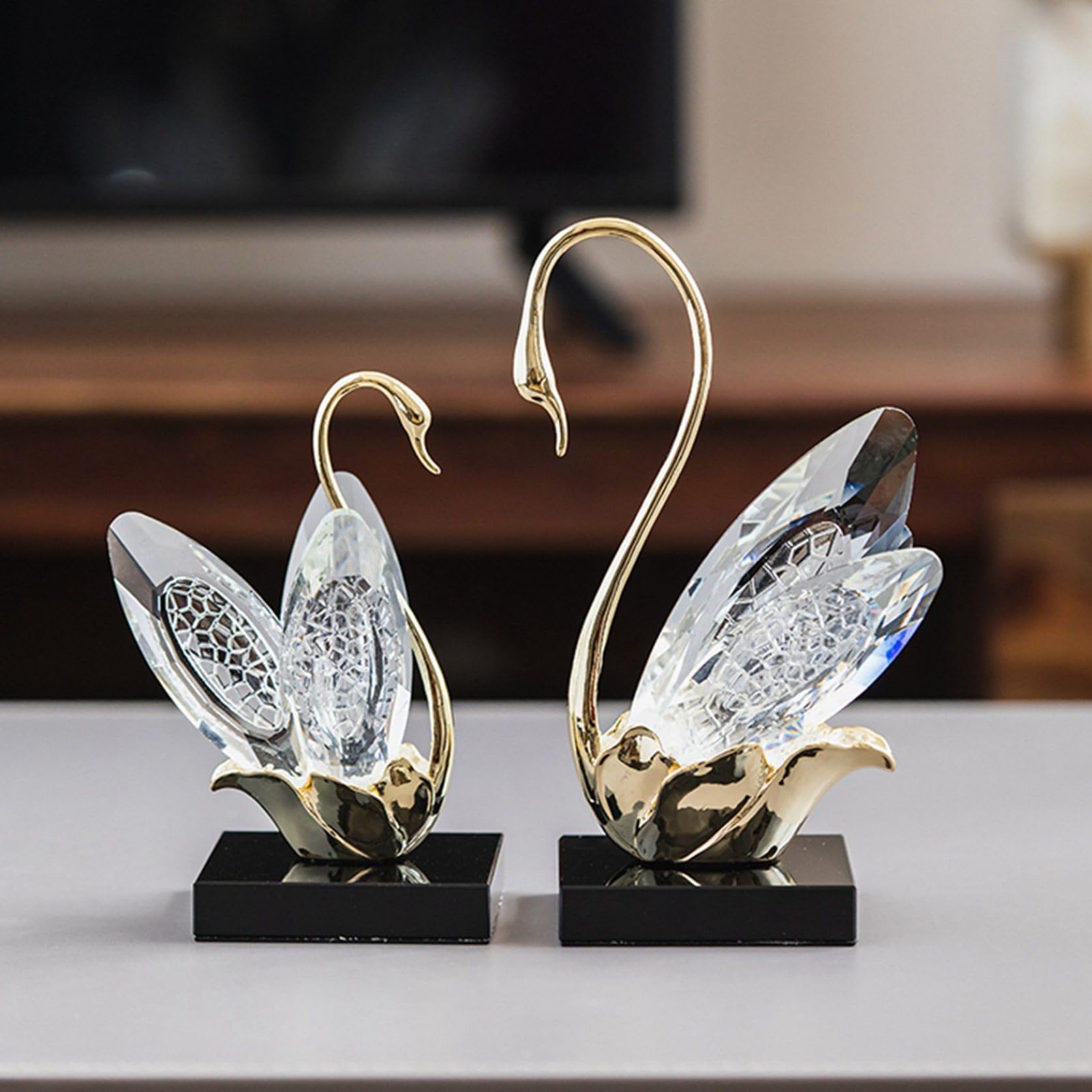 希少】水晶クラスターを背負った白鳥の親子