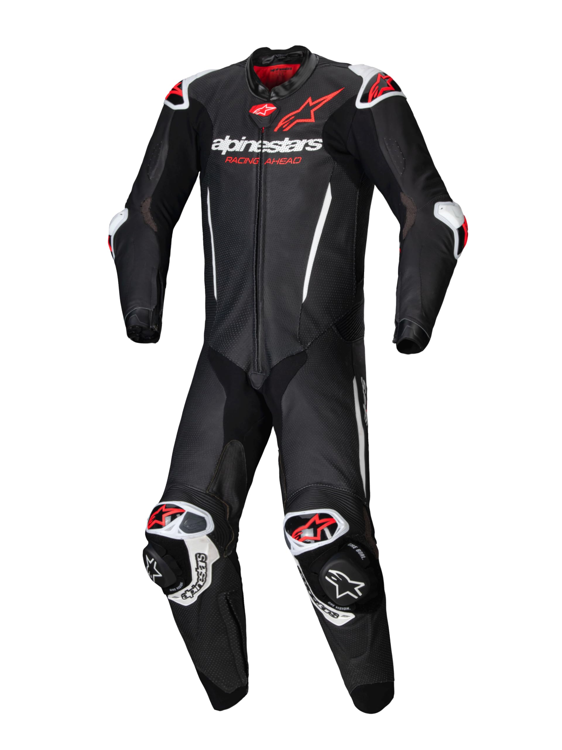 Alpinestars GP-R7 1-częściowy skórzany kombinezon motocyklowy, czarny/biały/neonowy czerwony, 52