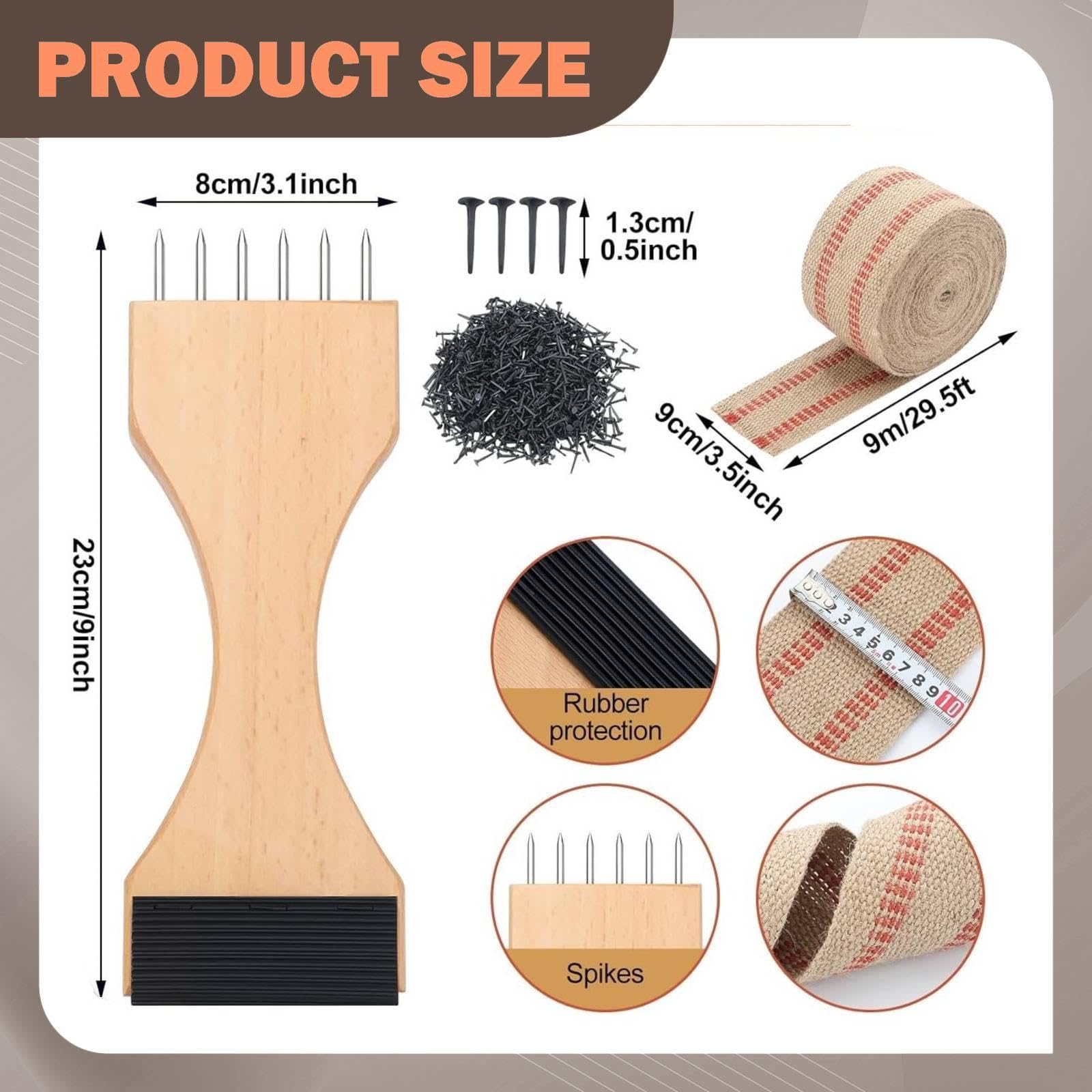 Stretcher Equipo para Estirar Cinchas en Tapicería Herramienta con Palanca Ergonómica Tensor de Madera con Cinta de Yute Accesorio para