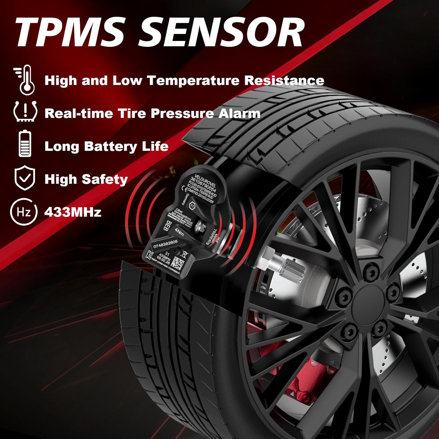 Pre-Programmed Tire Pressure Monitoring Sensor Fit for BMW - X1 X3 X5 X6 Z4 118i 120i 128i 135i 320i 328i 528i 640i 740i for:Mini Cooper 2010-2014 4PCS 315MHz Replace OE-36106790054
