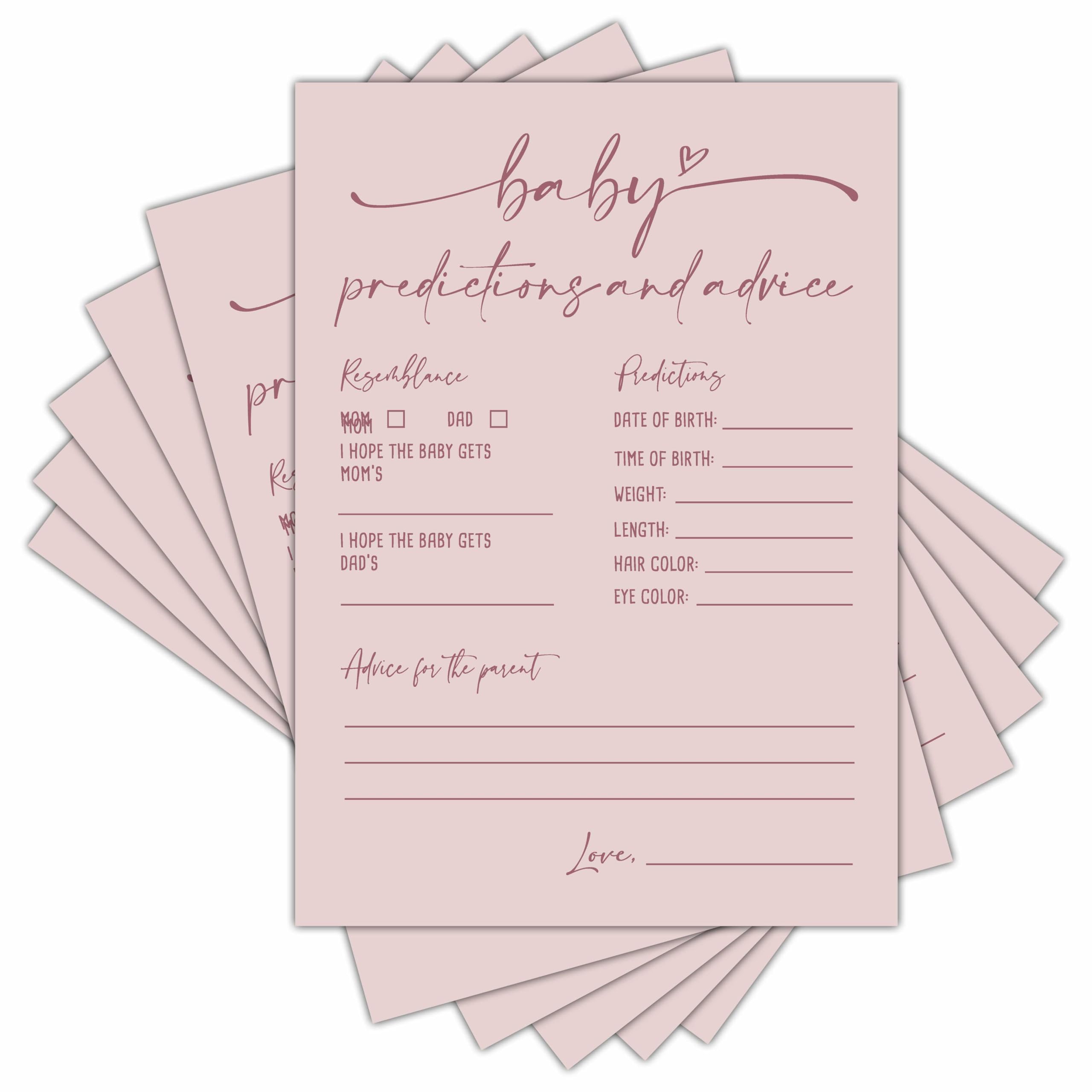 Baby Prediction and Advice Cards, Baby Shower Games Cards, Minimalism Boy or Girl Baby Gender Reveal Party Favors Decorations and Supplies, 30 Pcs Double-Sided - A10