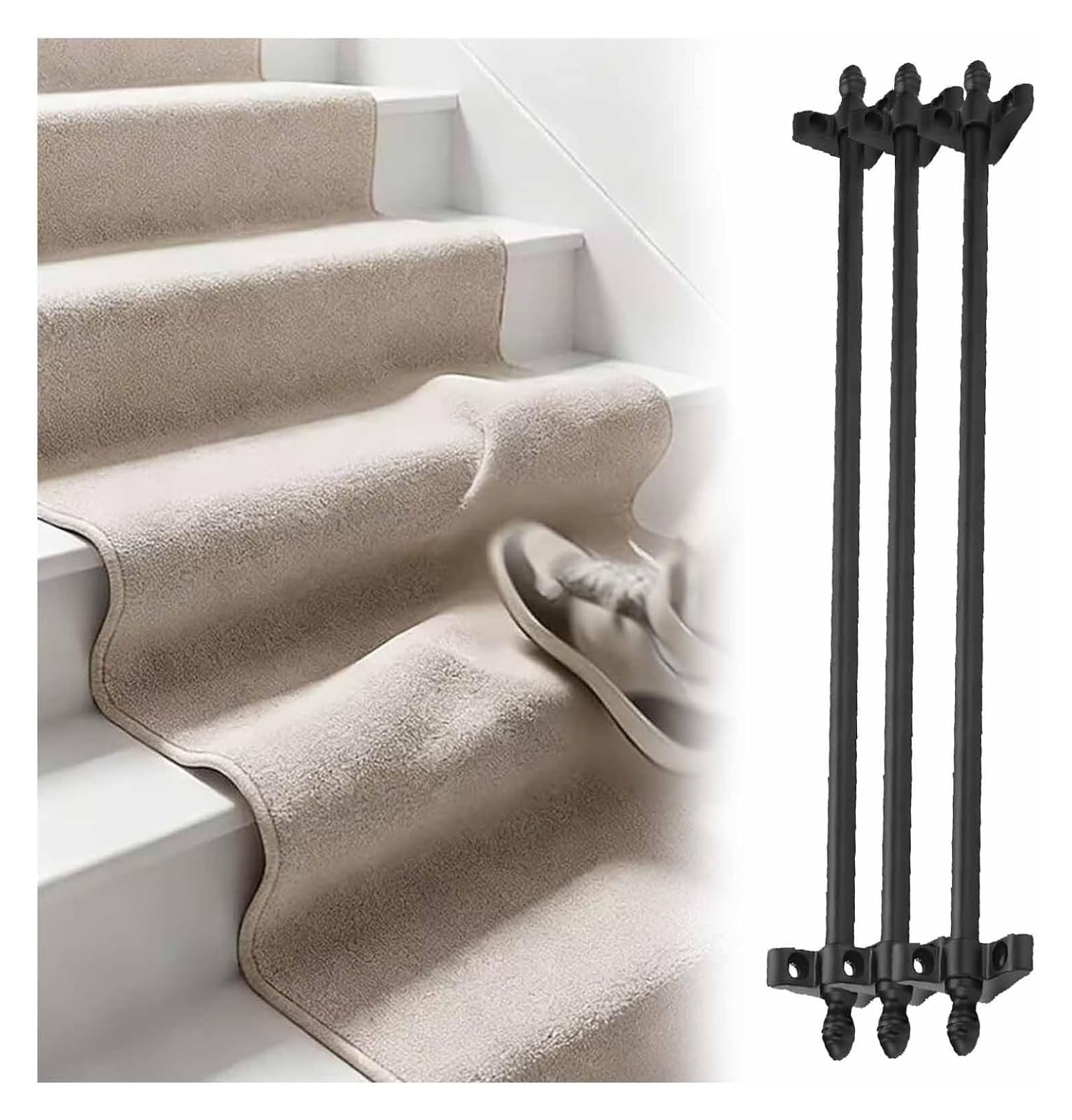Soportes de escaleras seguras con barras de metal para alfombras residenciales