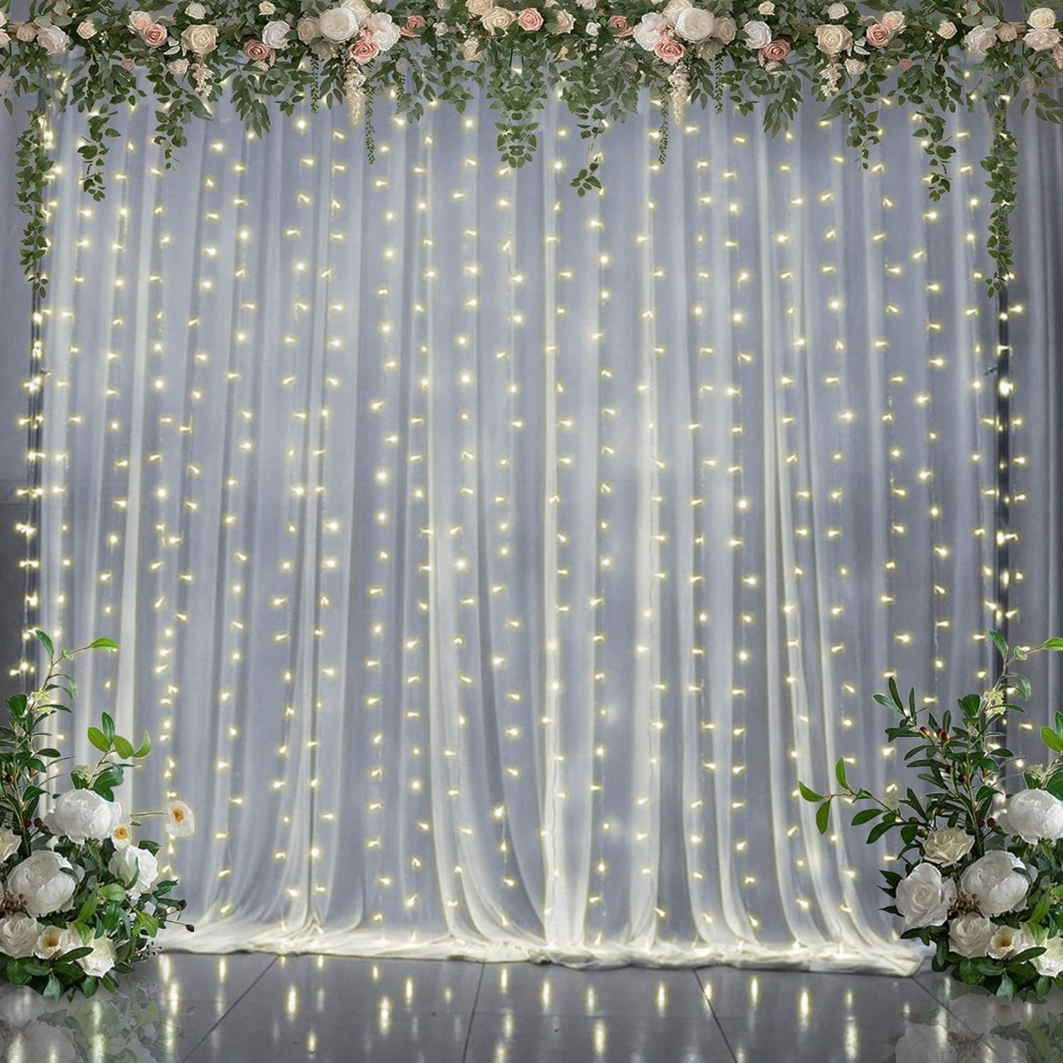 Party Propz White Net for Decoration with Fairy Light - 5 Pcs Backdrop for De...