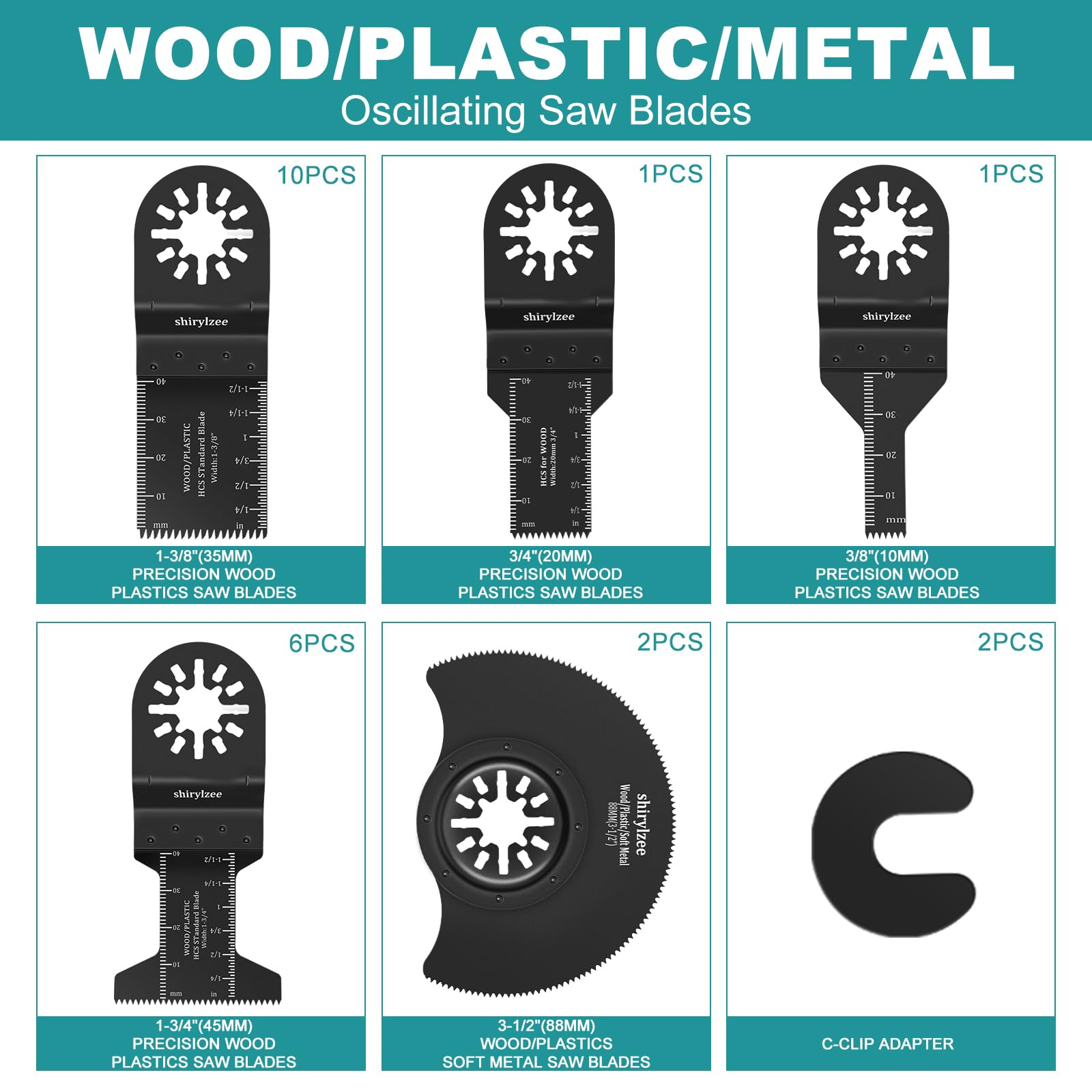 Lame de Scie Oscillante, 20pcs Outil Multifonction Universelle Accessoires pour Plastique, Bois, Métal, Fein Multimaster, Milwaukee, Black&Decker, Ryobi, Rockwell,WORX