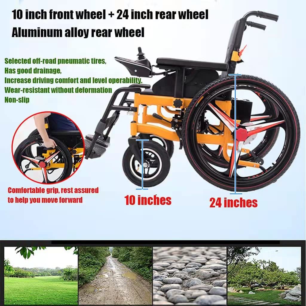 Elektryczny wózek inwalidzki o dużej wytrzymałości, składany i lekki wózek inwalidzki z napędem, joystick 360 °, szerokość siedziska 50 cm, waga 120 kg, z akumulatorem litowo-jonowym 24 V 20 Ah,Red