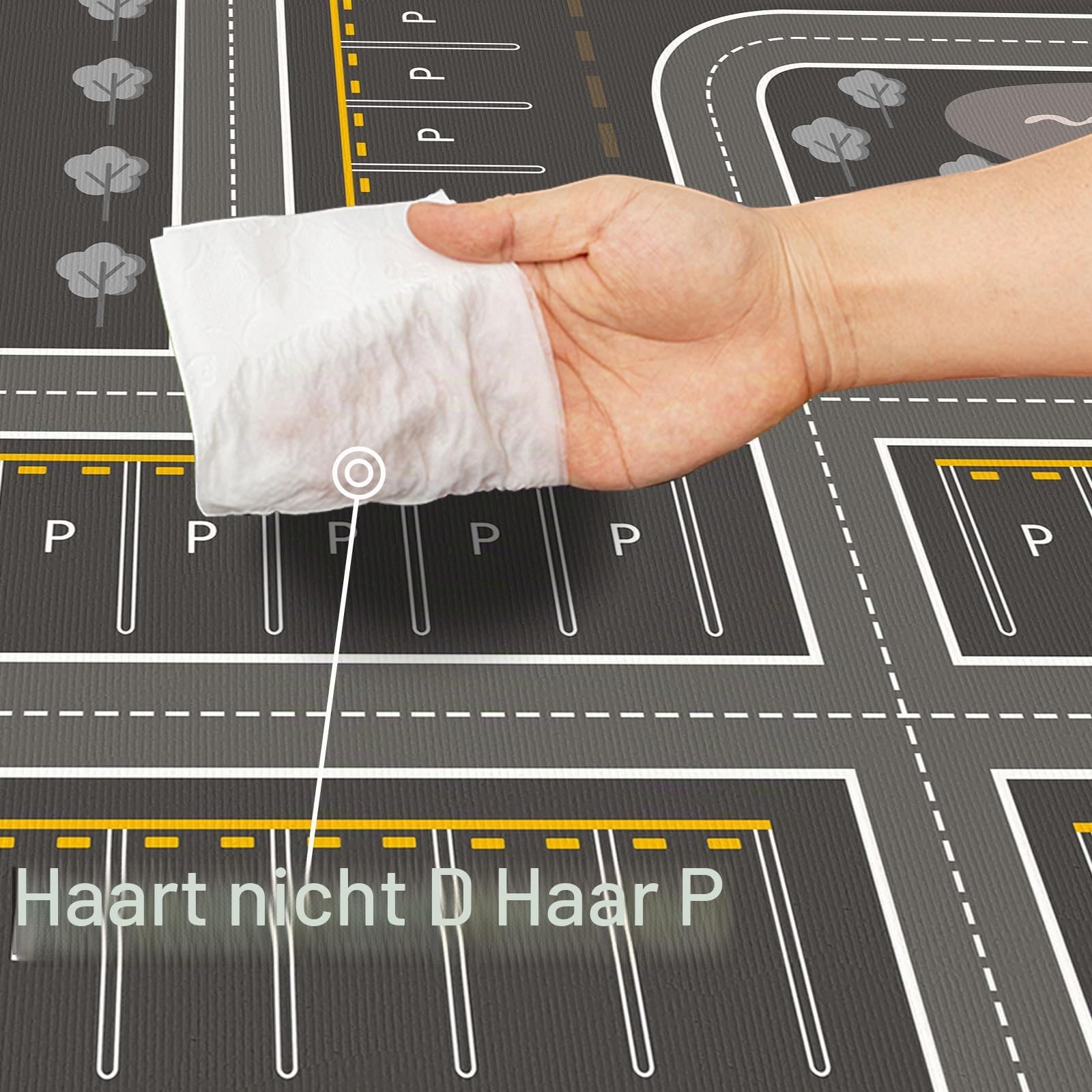 Autoteppich mit Breiten Straßen, Antirutsch-Rückseite, Straßenteppich – großen Parkplätzen, Jungen & Mädchen Kinderzimmer Spielteppich Straße Waschbar