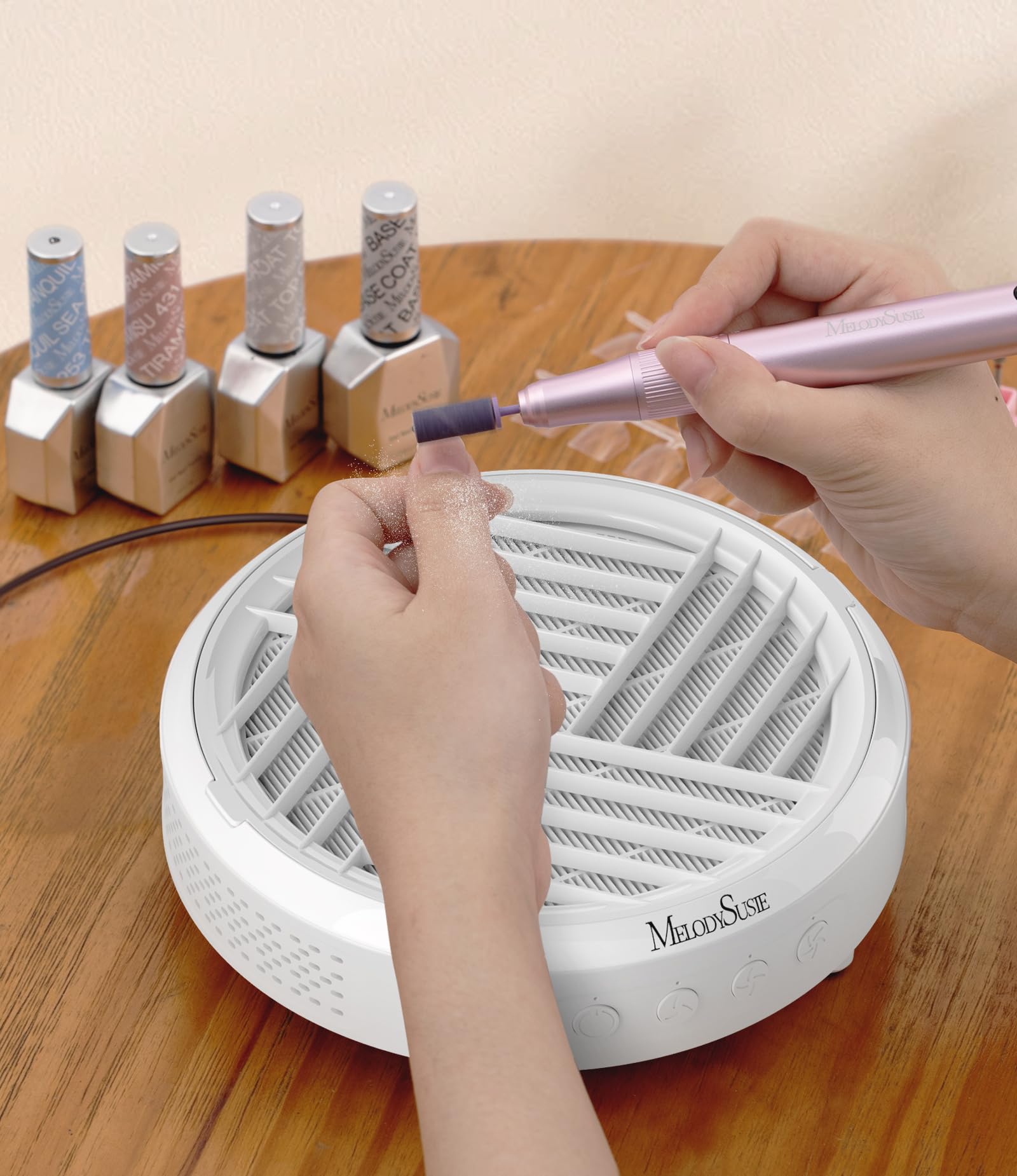 MelodySusie Aspirateur Ongles Professionnel, HPro Faible Bruit Aspirateur de Table Puissant, Portable Onglerie Materiel Professionnel Matériel d’Onglerie pour Salon à Domicile & Débutants - Blanc