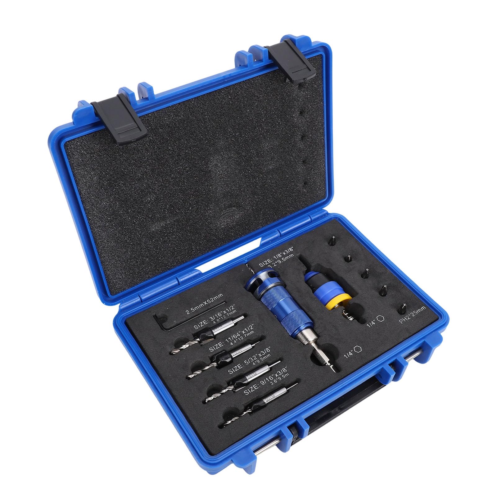 Juego de Brocas Avellanadoras, Brocas Avellanadoras con Tope de Profundidad Ajustable de 3,2 Mm a 4,8 Mm con Anillo de Profundidad Semiautomático, para Decoración de