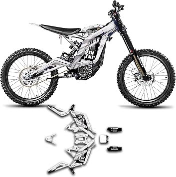 Custom Decal Kit for Surron SUR-Ron Off-Road Motorcycle Light Bee X LBX RST Fork, No Sticker 2017-2024, White Grey Black, SRX17N121-KOR