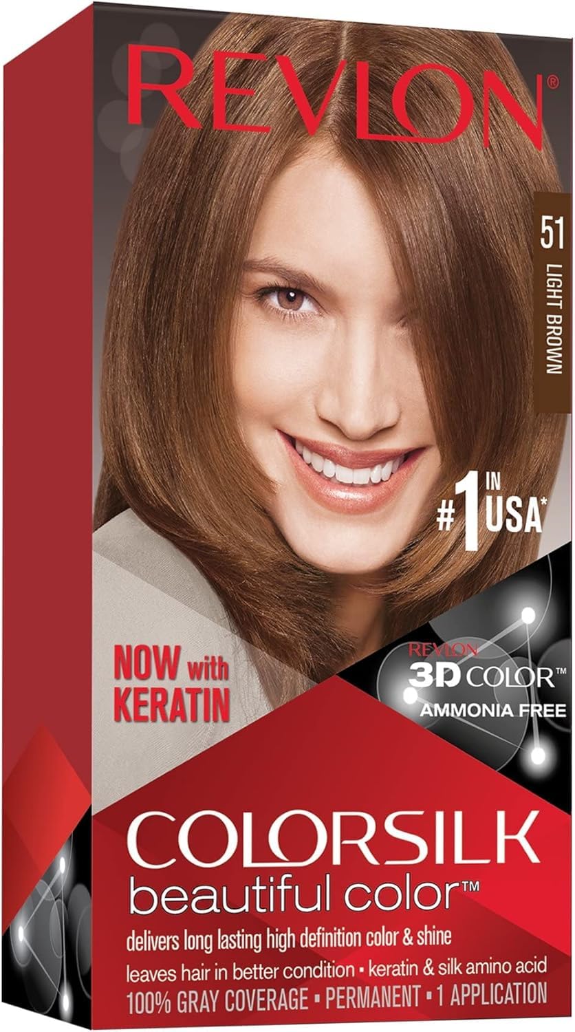 Revlon Colorsilk Beautiful Hair Color, 60ml+60g+10ml - Light Brown (51)
