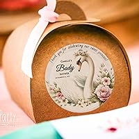 Vista 5 de Etiquetas personalizables con diseño de cisne, calcomanías de agradecimiento para negocios, 100 calcomanías de 2 x 2 pulgadas