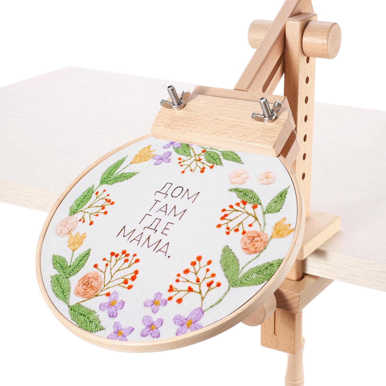 PATIKIL Bastidor De Bordado Con Aros De Marco De Bordado Ajustable De Madera De Haya Con Rotación De Grados Soporte De Aro De Sin Manos Para Costura De Punto De Cruz 7", 360.