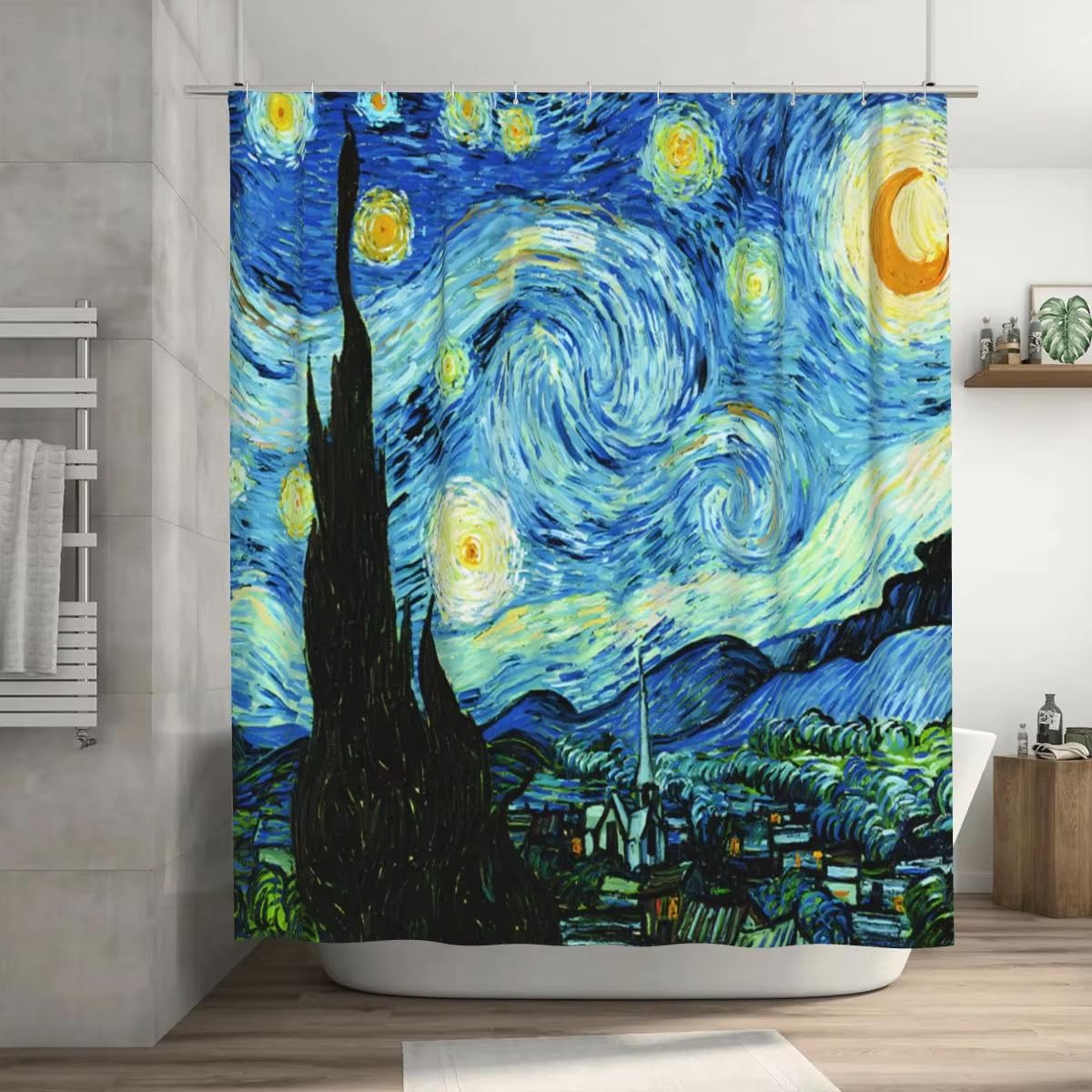 Rideau de douche artistique grand format 90x215cm au style peinture célèbre