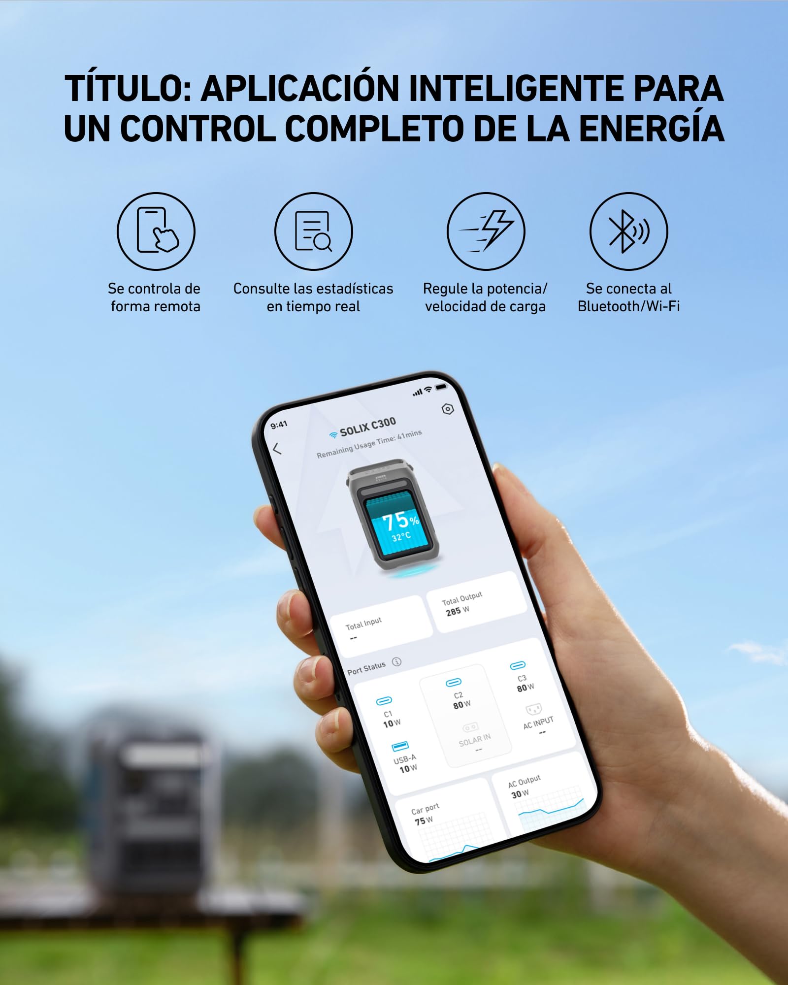 Anker SOLIX C300 Portable Power Station, batería LiFePO4 de 288 Wh, generador solar de 300 W (sobrecarga de 600 W), carga rápida de 140 W, acampar, viajar y emergencias (panel solar opcional)