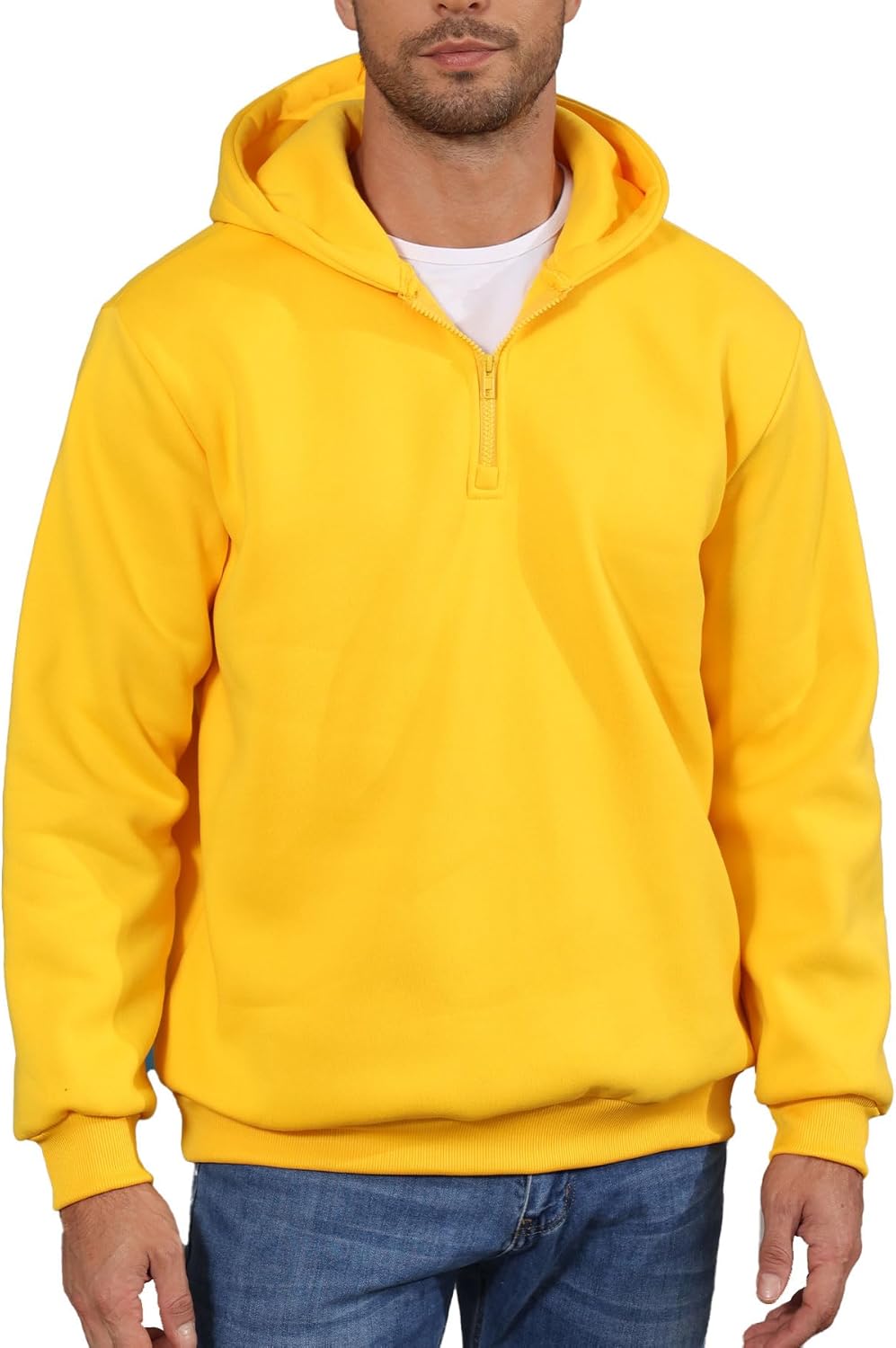 Mens Hoodies Pullover Quarter Zip Hoodie Long Sleeve Casual Fleece Hooded Sweatshirt for men