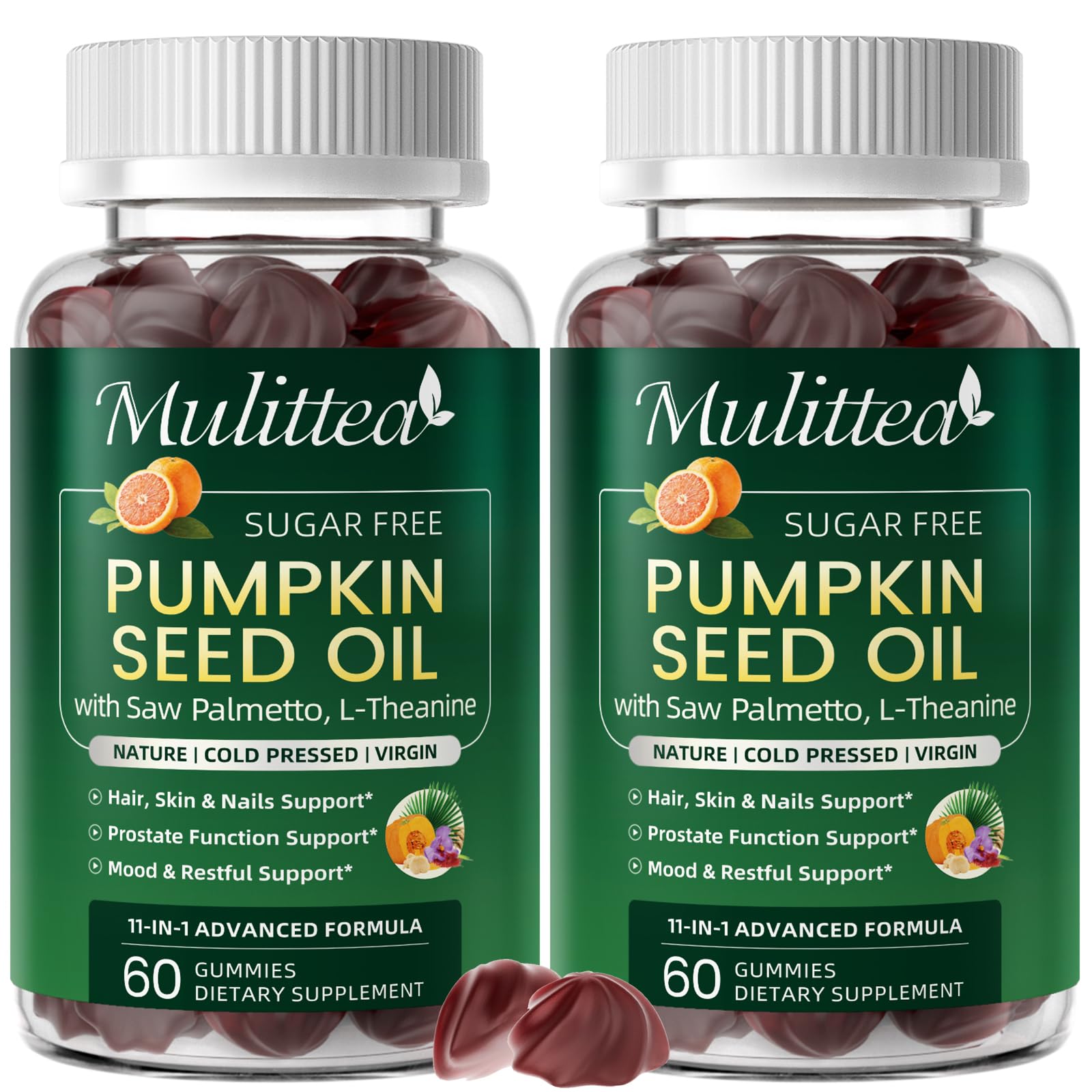 2PK Pumpkin Seed Oil with Saw Palmetto Gummies for Hair & Prostate Support* 60 Count (Pack of 2)