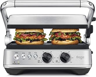 The BBQ & Press Grill - One-Touch Perfect Panini, Burger & Steak, Brushed Stainless Steel