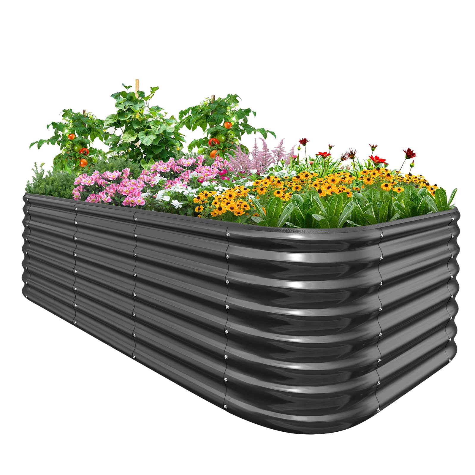 Quictent Hochbeet Metall Pflanzbeet, Stabiles Frühbeet Ohne Boden, Gartenbeet 201×107×62 cm, Extragroße Pflanzkasten für Balkon & Garten, Garu