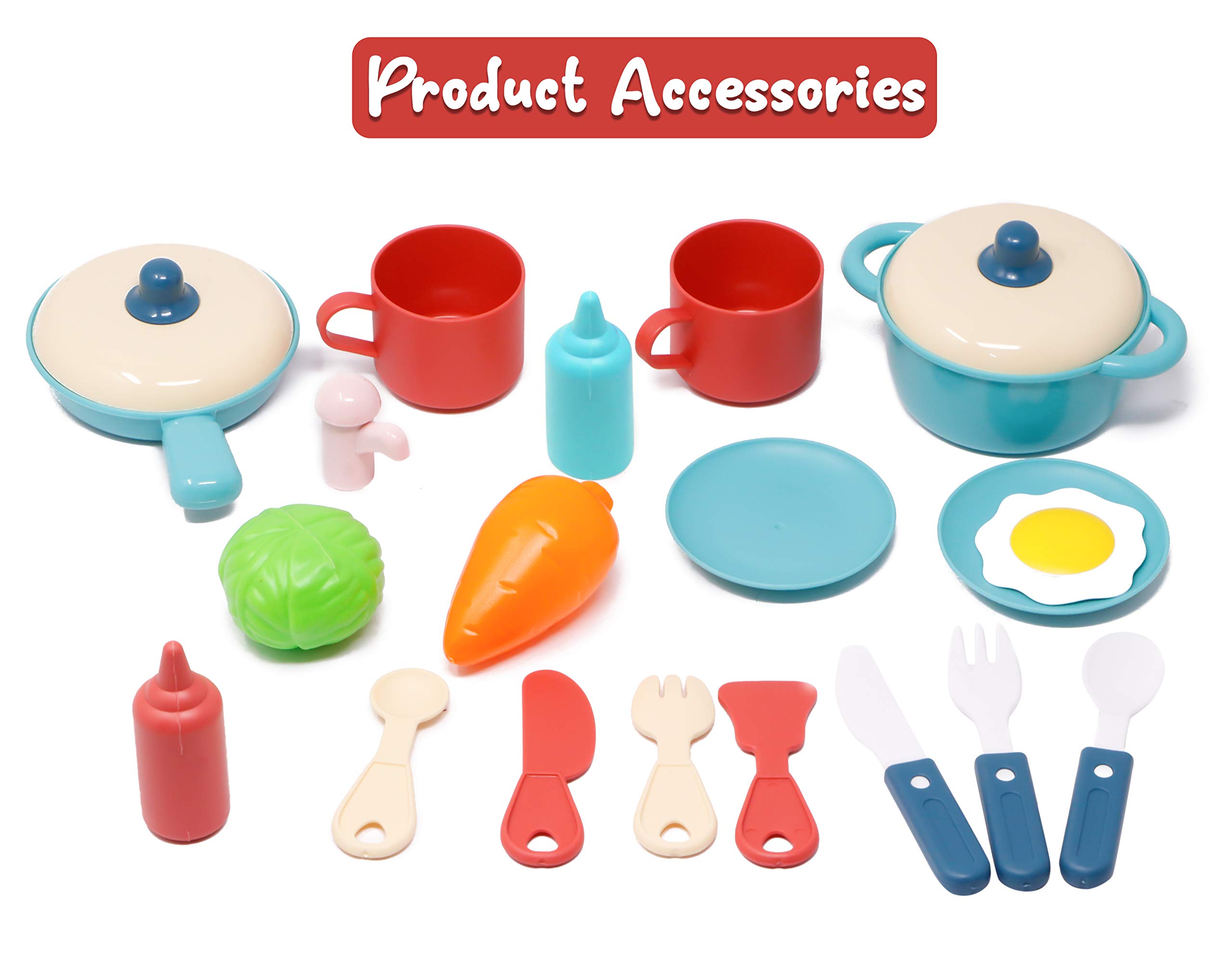 Zest 4 Toyz Kitchen Set for Girls 3-in-1 Portable Suitcase Toy Kitchen Cooking Set with Pots Utensils & Food Toy for Kids (19 Pieces) Role Play Home Game for Girls 2
