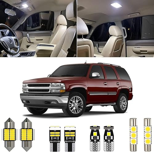 Xpismii Paquete de 20 luces LED blancas de 6000 K para Chevy Chevrolet TahoeSuburban GMC Yukon 2000 2001 2002 2003 2004 2005 2006 con diagrama de