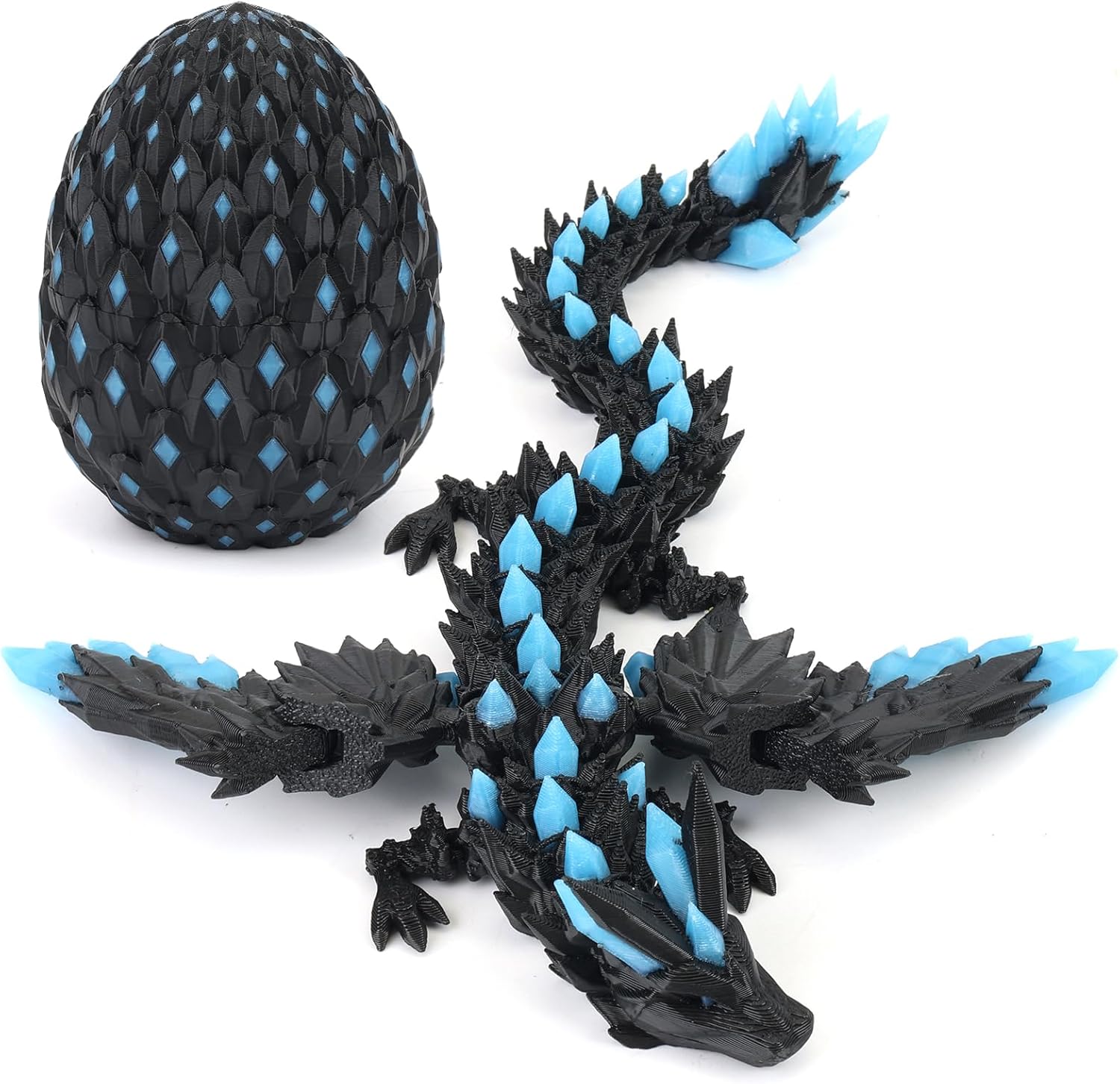 Joyvilla 3D Printed Dragon with Wings Glow in The Dark, Dragon Eggs with Dragon Inside, Flexible Articulated Fidget Toy, Easter Mythical Pieces, Cool Luminous Desk Decor Gift for Kids & Adults