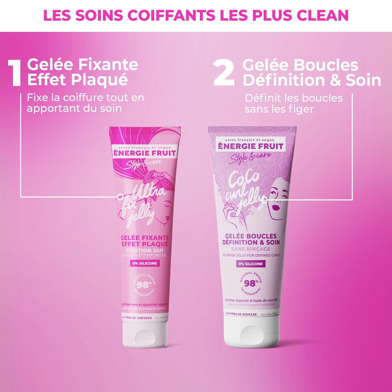 ENERGIE FRUIT - Fixierendes Gel für plattiertes Haar – 98 % Inhaltsstoffe natürlichen Ursprungs – Aloe Vera – ohne weiße Rückstände – ohne Kartoneffekt – langer Halt – 140 ml
