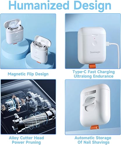 Miniatura 5 de Mini cortaúñas eléctrico, 2 en 1, cortaúñas eléctrico para hombres, adecuado para bebés, niños, adultos y ancianos, cortaúñas con iluminación