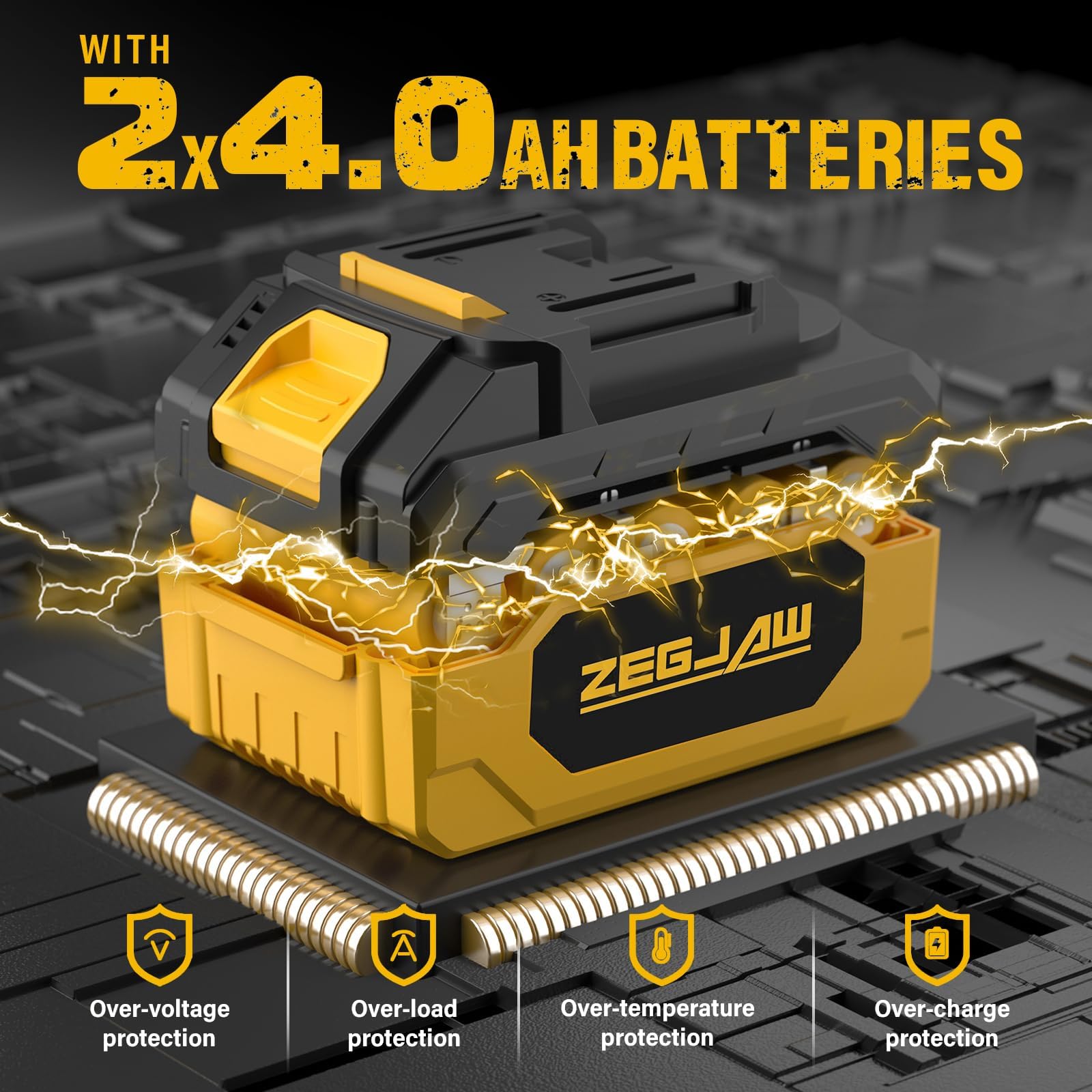 ZEGJAW Wacker de malas hierbas inalámbrico de 40 V, sierra de poste eléctrica de 8 pulgadas, cortasetos y cortador de cepillo, herramientas de jardín múltiples 4 en 1 con 2 baterías de 20 V 4 Ah y 1