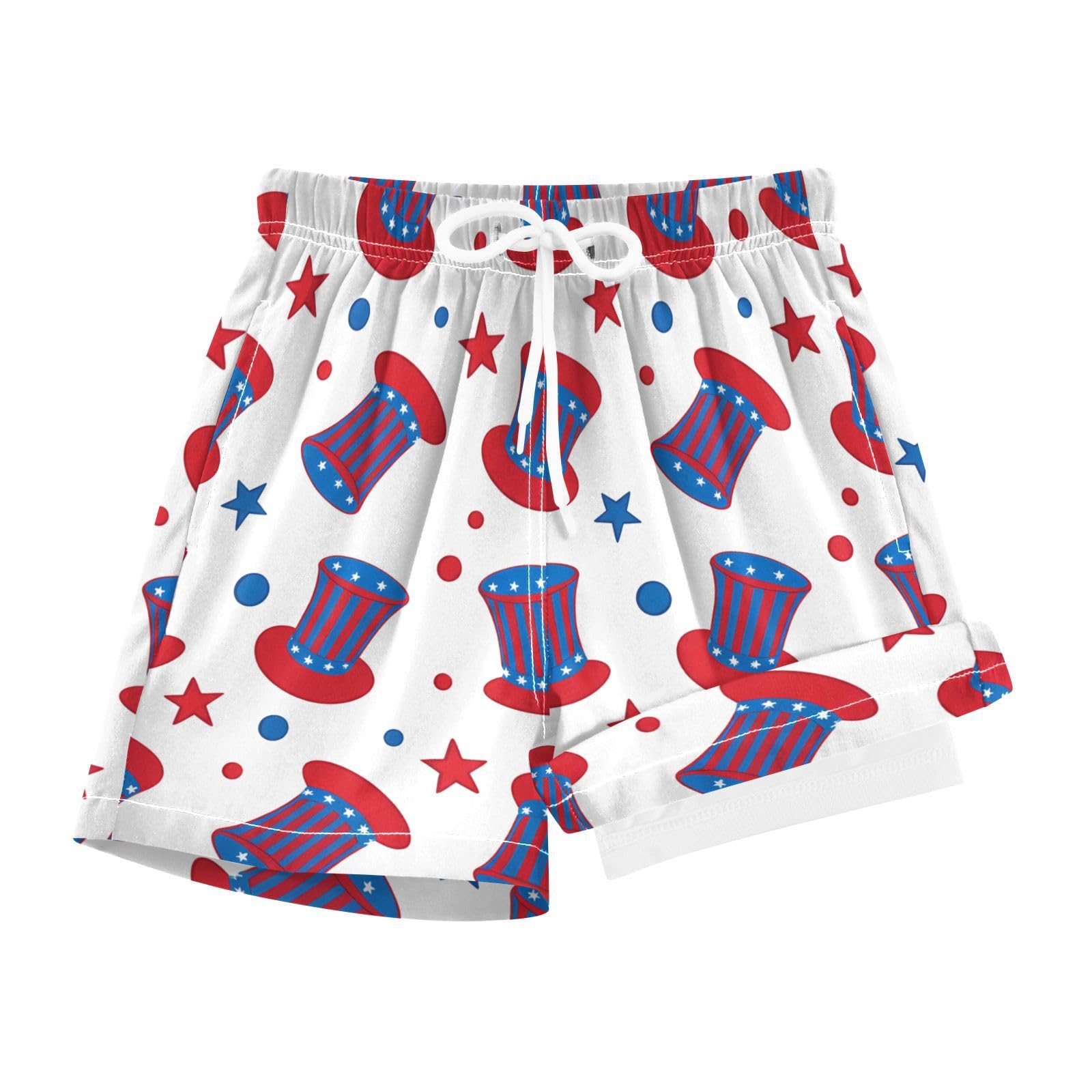 YANENDIE Boy Swim Trunks with Compression Liner Independence Day Boys Swim Shorts Quick Dry Beach Shorts