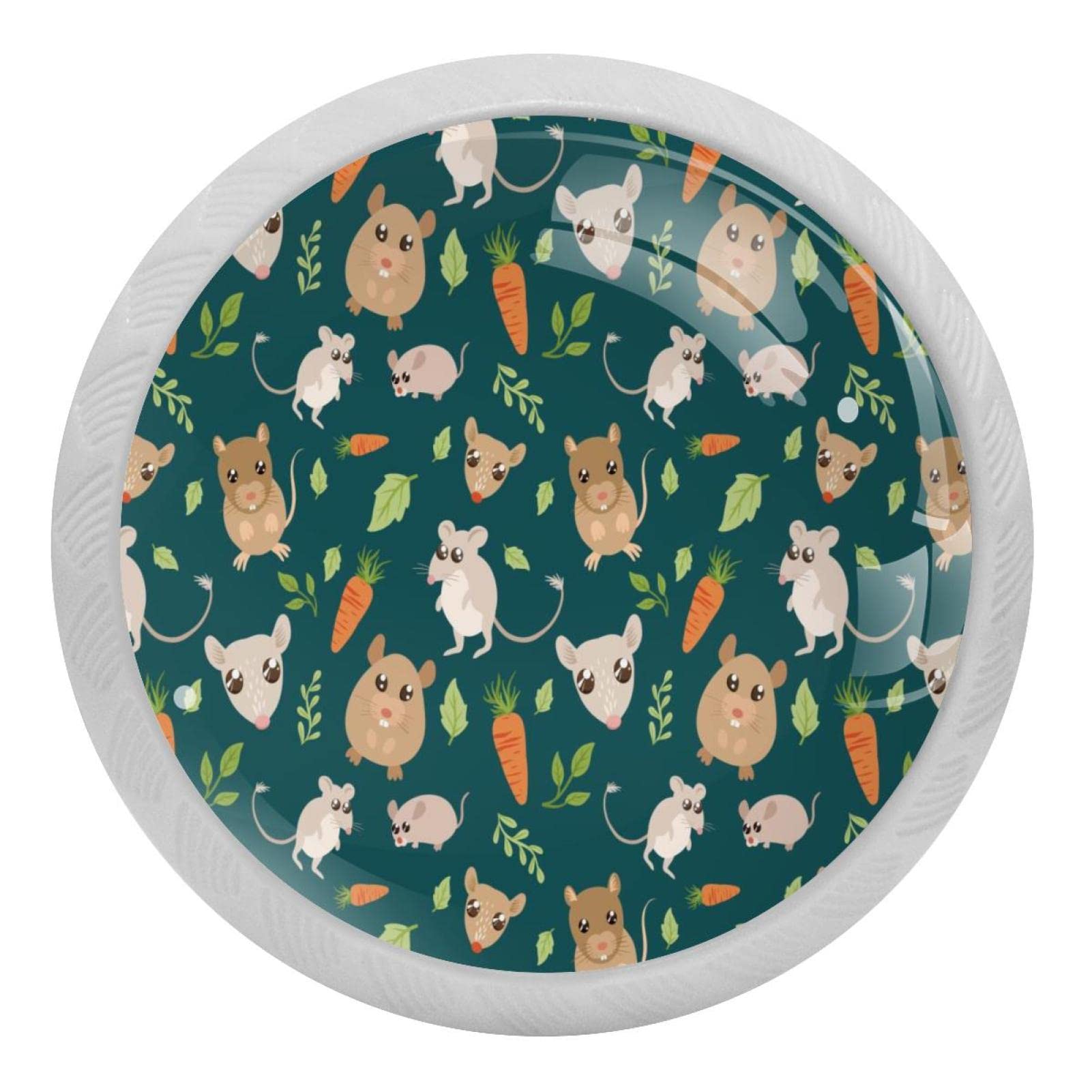 Poignées en verre motif hamster et feuilles vertes, cadeau pendaison crémaillère