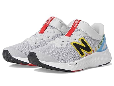 New Balance Kids Fresh Foam Arishi v4 Bungee Lace with Top Strap (Little Kid) Kids Shoes Grey Matter/Carolina Blue/Ginger Lemon : 1 Little Kid XW