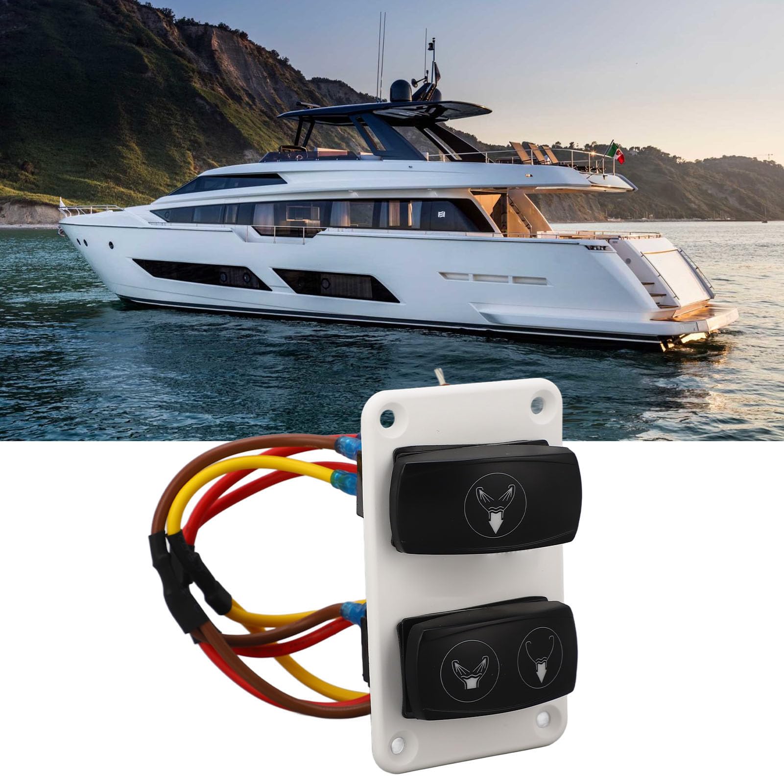 DC12 24V Marine Toilet Control Panel Switch 3 Way Fast Response ABS RV Toilet Rocker Switch for Boats Yachts Super Flush Electric Toilets