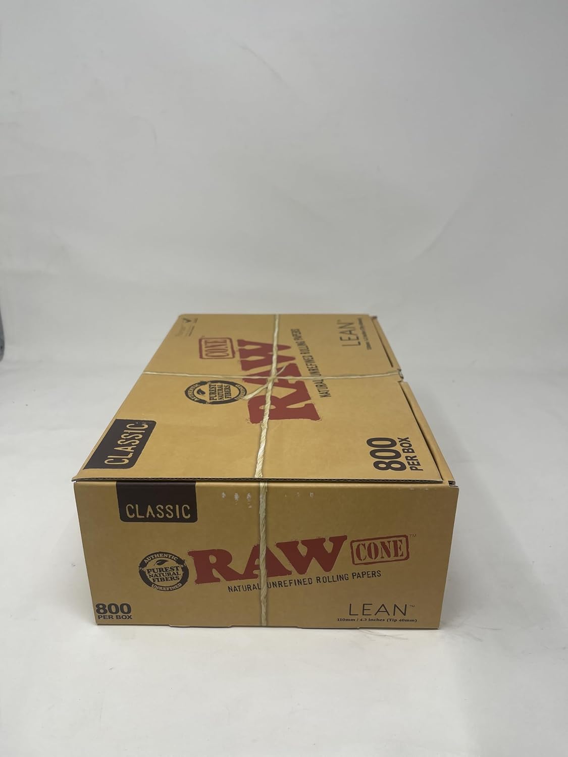 RAW 800 Classic Lean Cones - Sturdy W Gallery Box - 109mm Pre Rolled Cones - 40mm Filter Tips - Natural Brown Unbleached Unrefined Rolling Papers - Bulk Pack Bundle