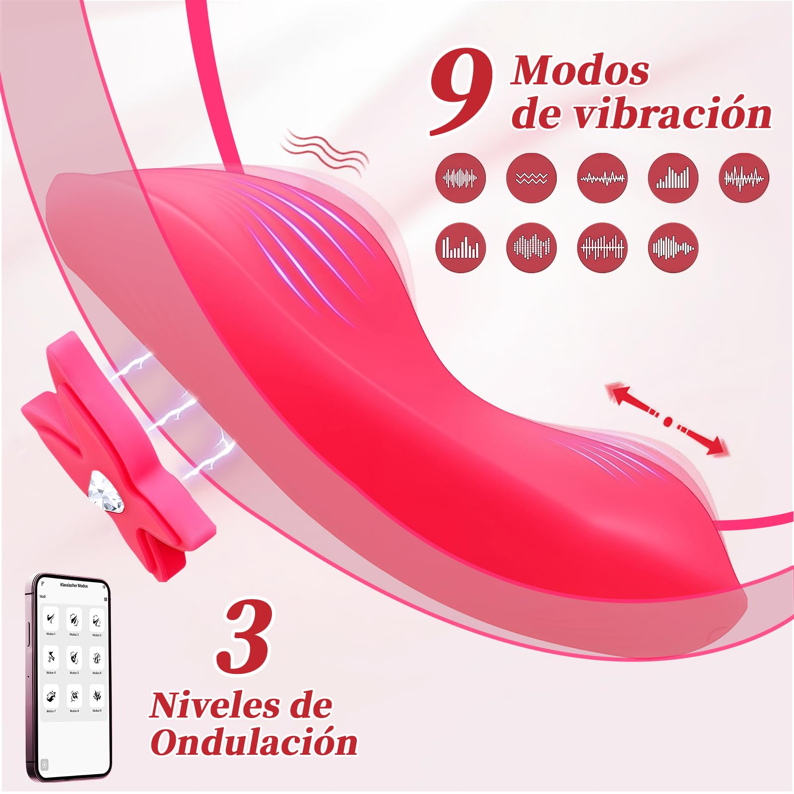 Vibradores Mariposas Vibradorador Clítoris Mujer Juguetes Eróticos | Vibrador Control Remoto App Huevos Vibradores con 9 Modos de Vibración Estimulador de Clítoris Femenino Sex Toys Silicona