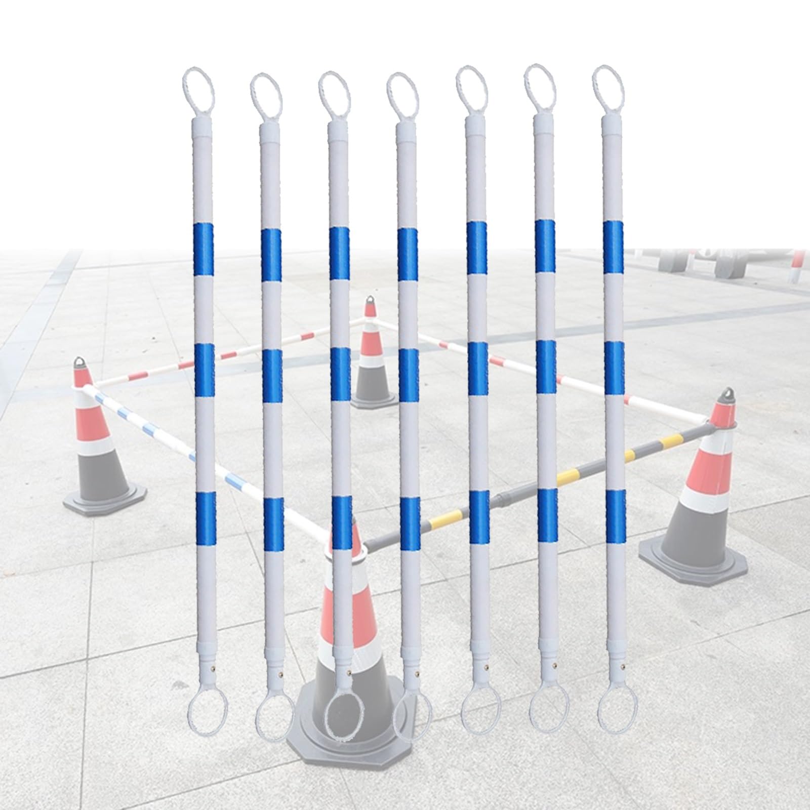 Conos de señalización Vial de Alta Visibilidad, Postes de conexión entrelazados para el Mantenimiento de Carreteras - Juego de 6 Piezas, Azul y Blanco, para Fines de construcción y advertenc