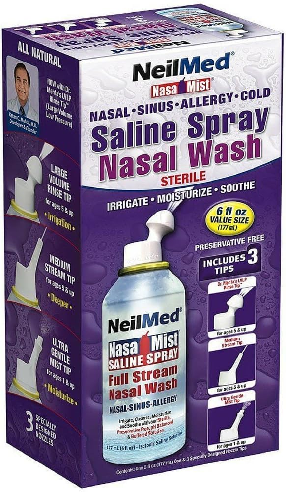 Neil Med NASA Mist Multi Purpose Saline Spray All in One, 6.0 Ounces (Pack of 6)